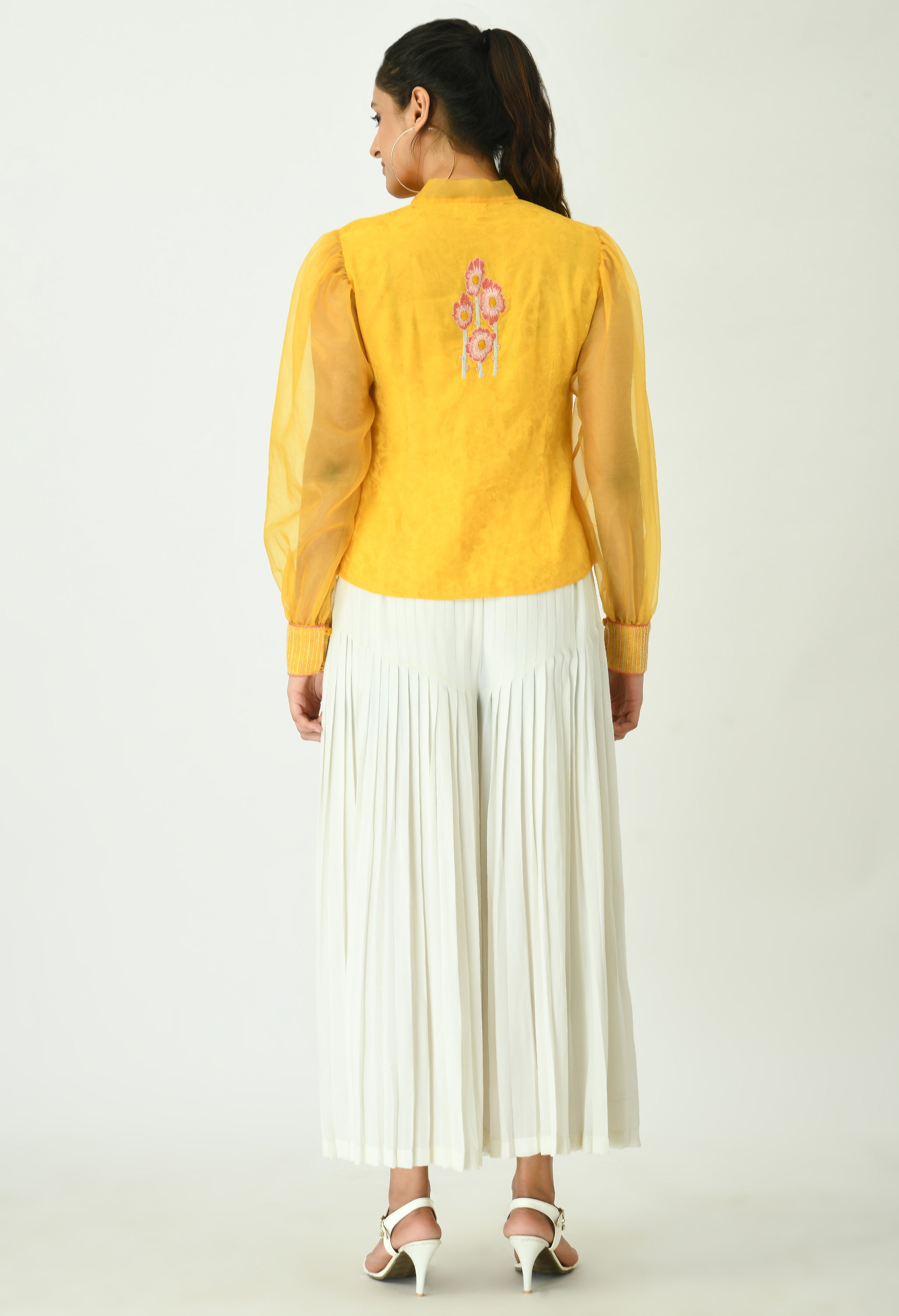 Sunshine Yellow Jacquard Top | Sunshine Yellow Top for women