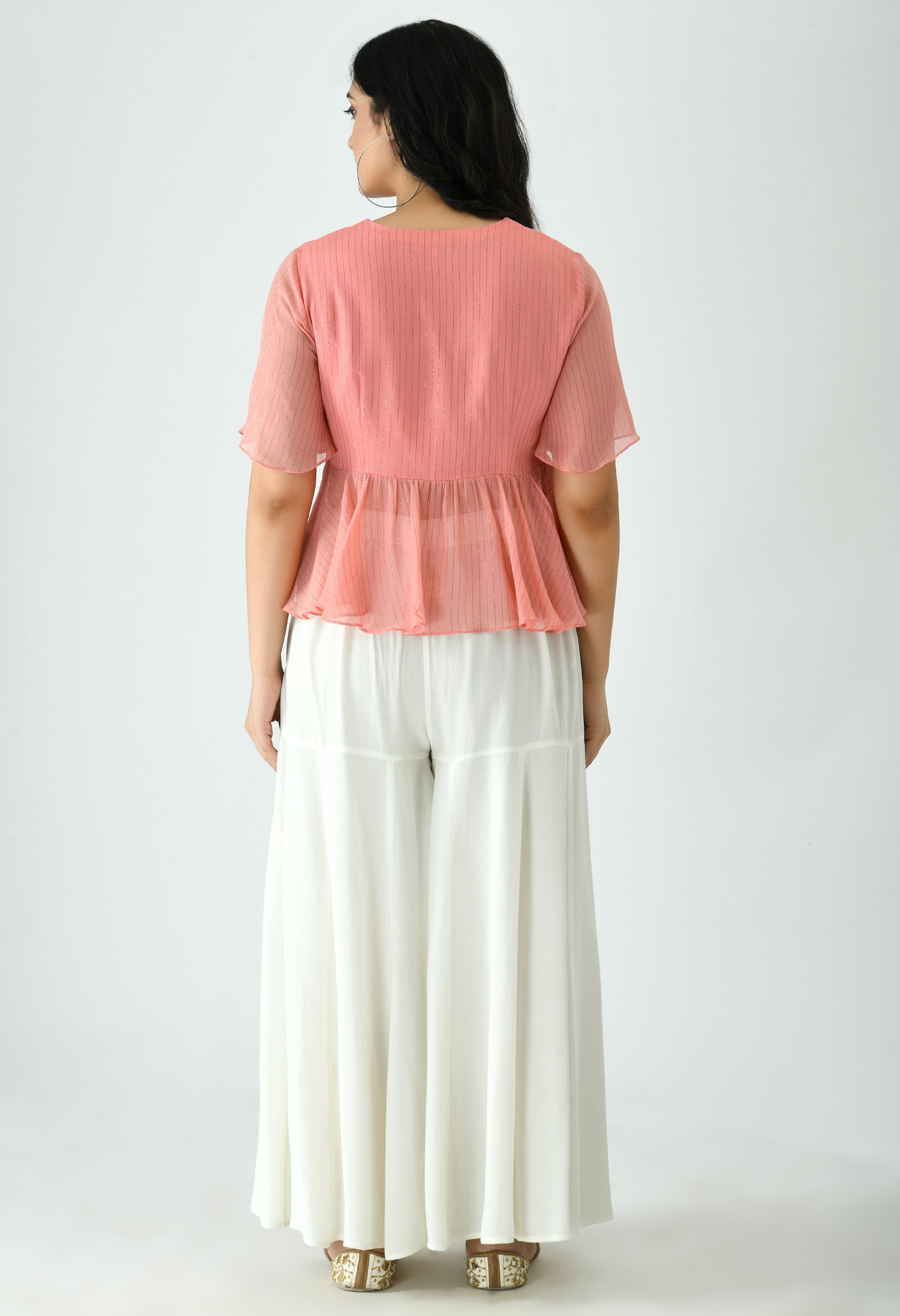 PEACH PINK HAND DETAILED TOP