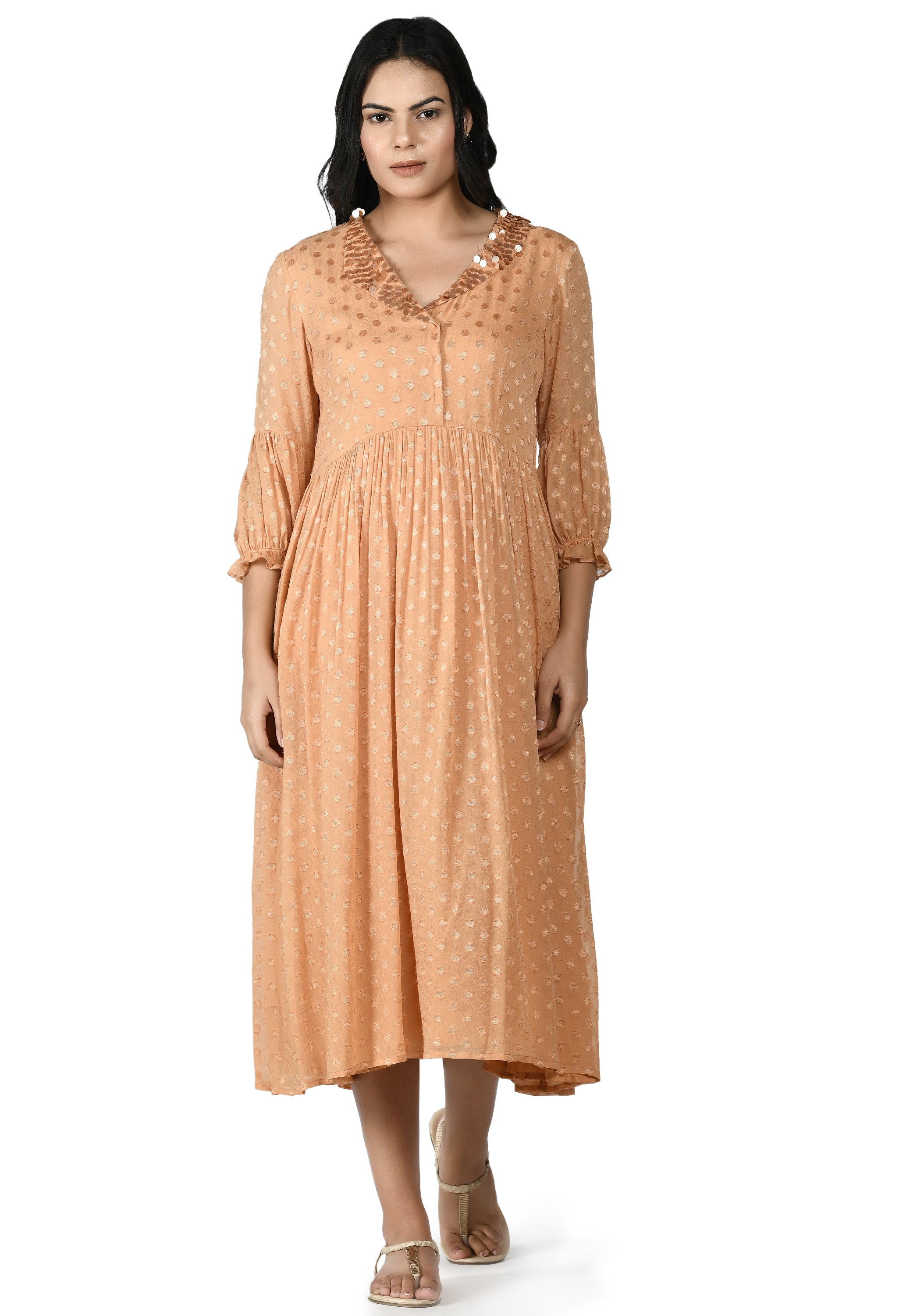 Almond Brown Sitar Dress | Almond Brown Dress