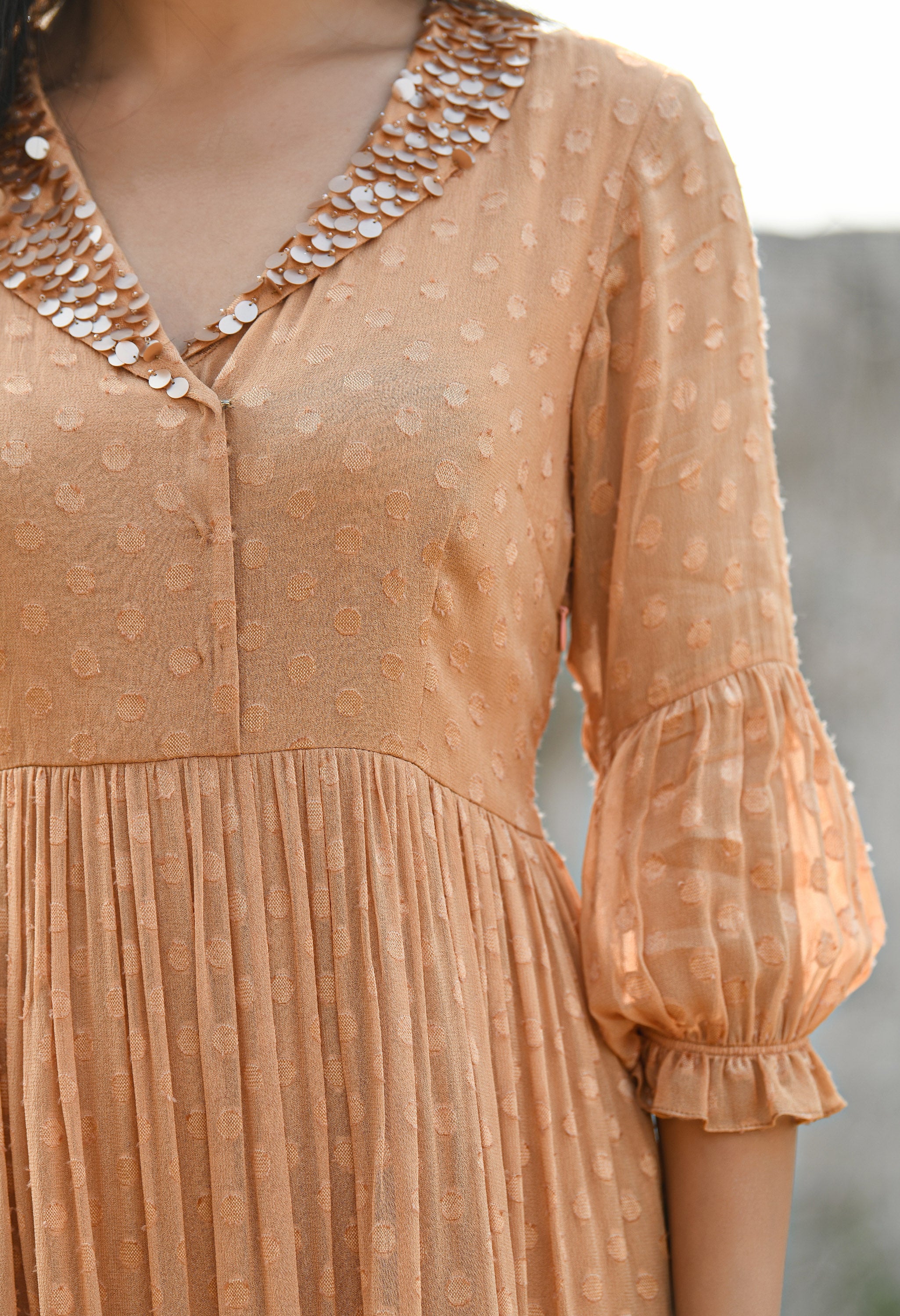 Almond Brown Sitar Dress | Almond Brown Dress