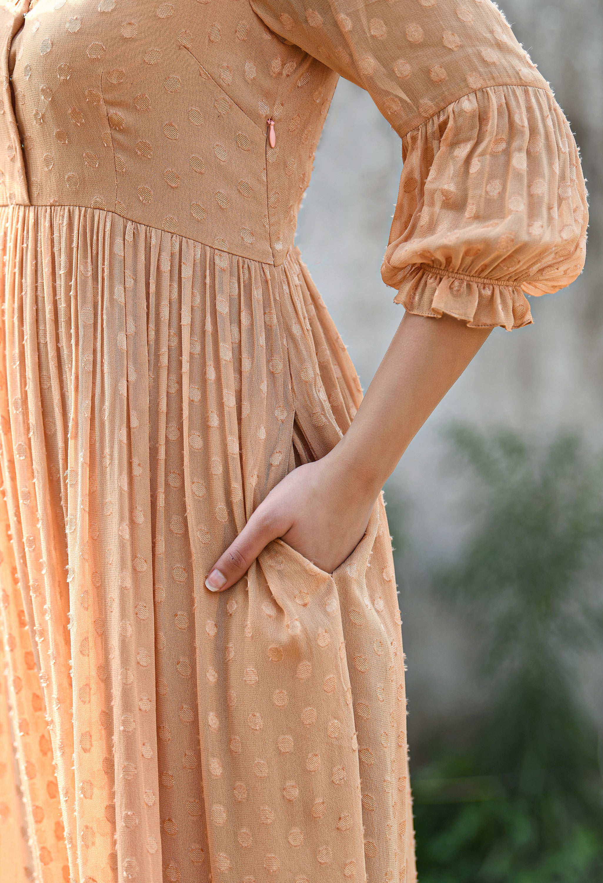 Almond Brown Sitar Dress | Almond Brown Dress