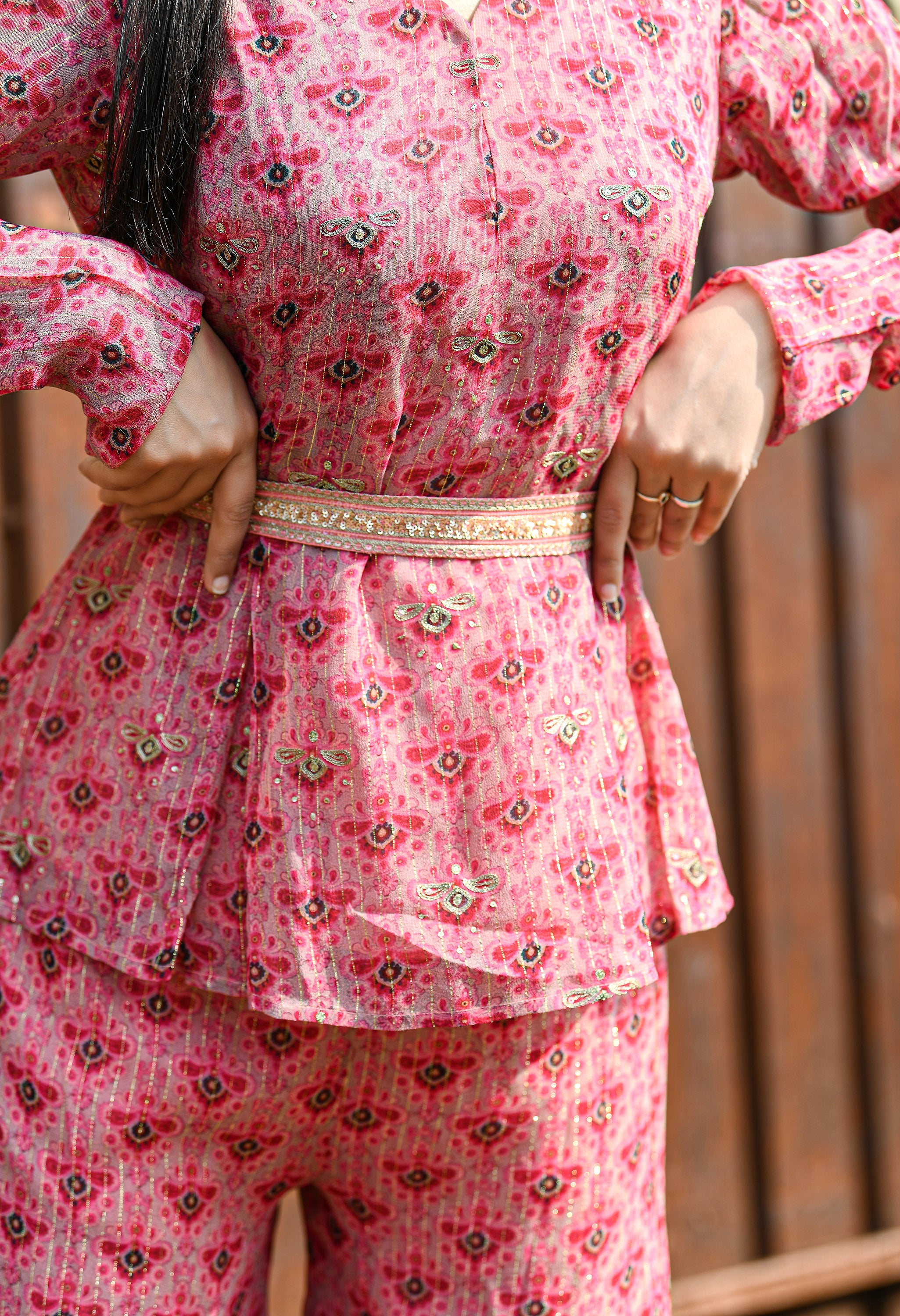 PEPLUM TOP WITH PALAZOO SET