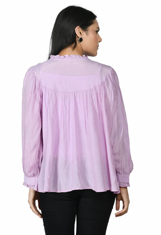 crips-crepe-lavender-top-|-lavender-crepe-top-for-women