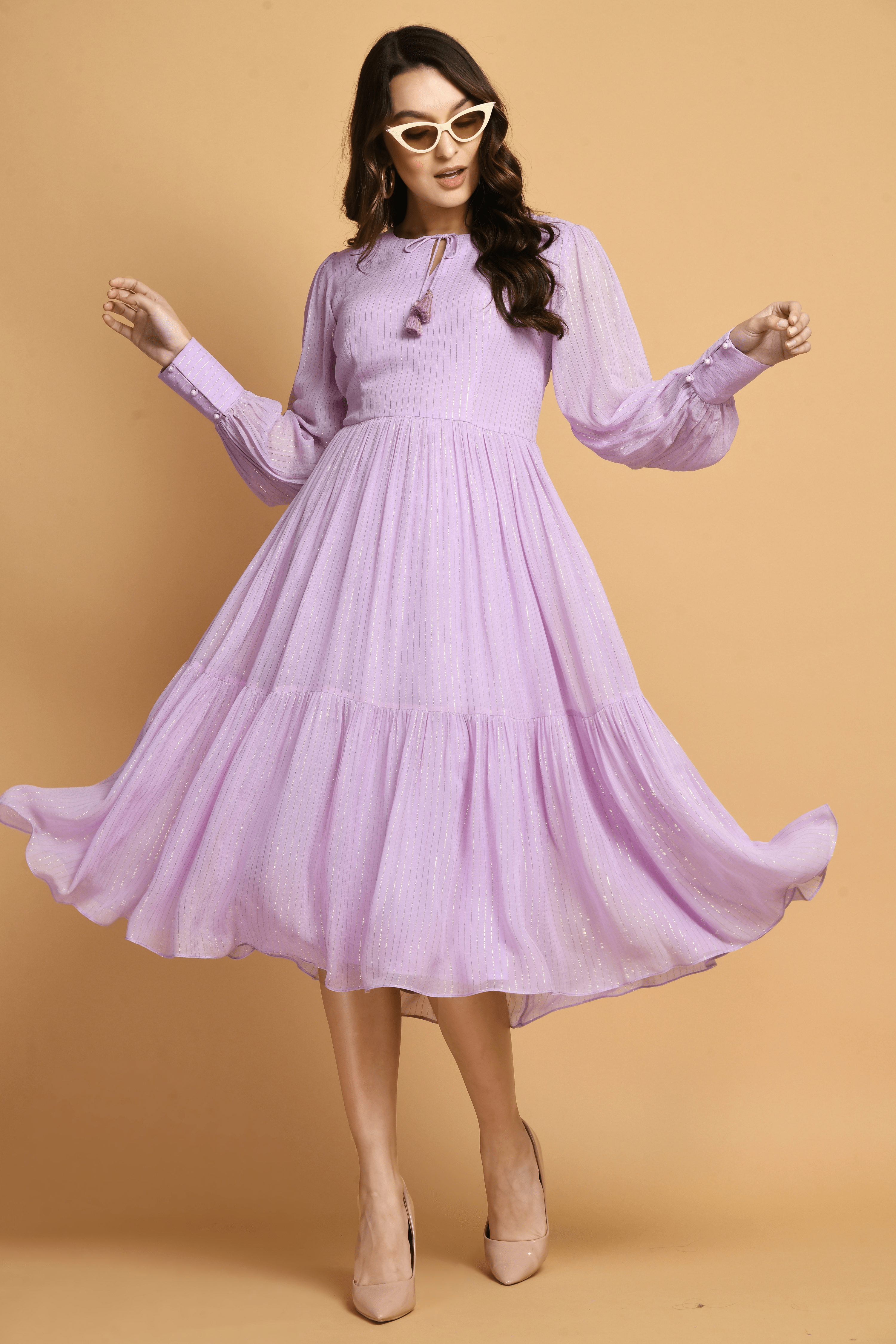 Lavender Boho Fit And Flare Dress | Buy Lavender Dresses for Women