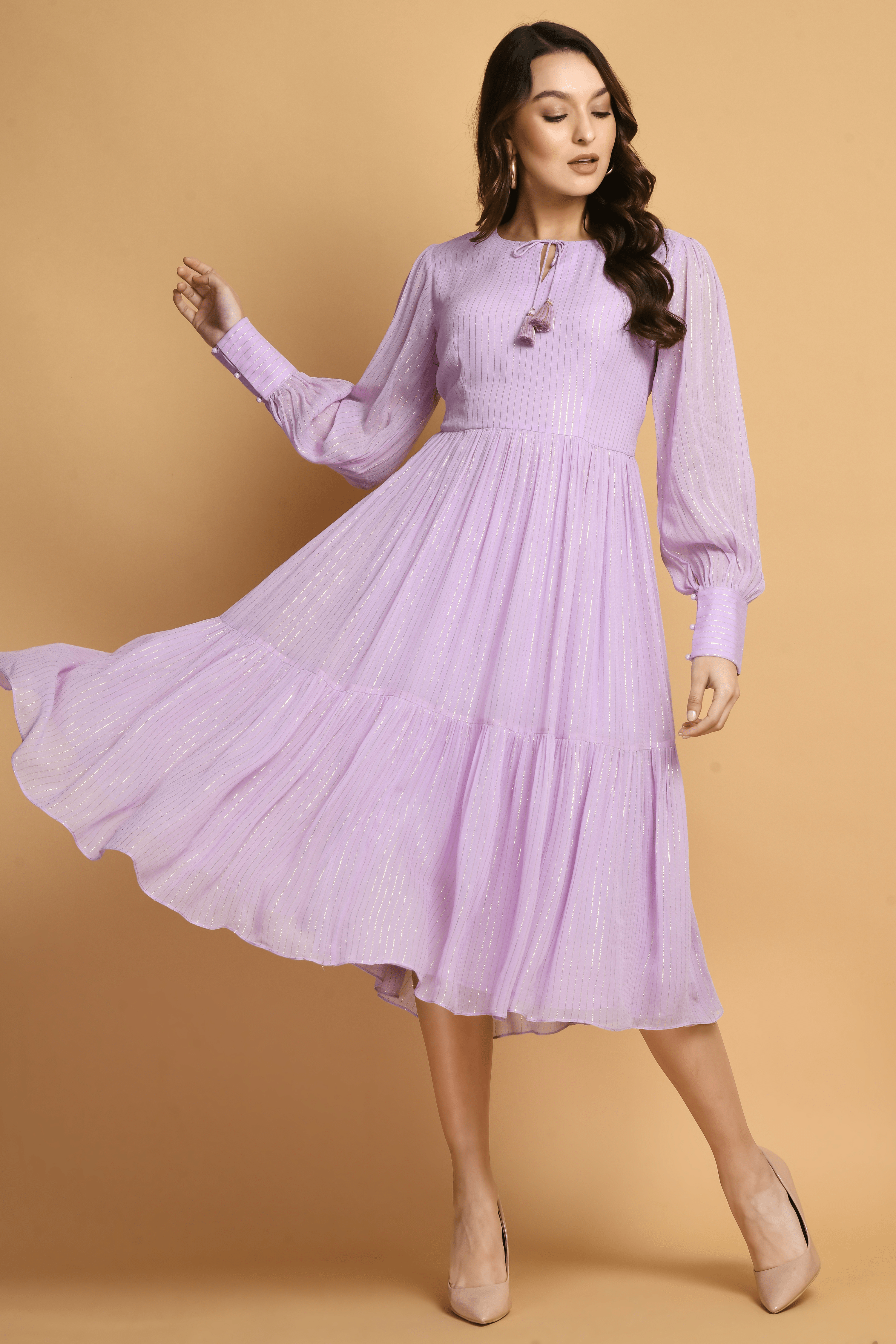 Lavender Boho Fit And Flare Dress | Buy Lavender Dresses for Women