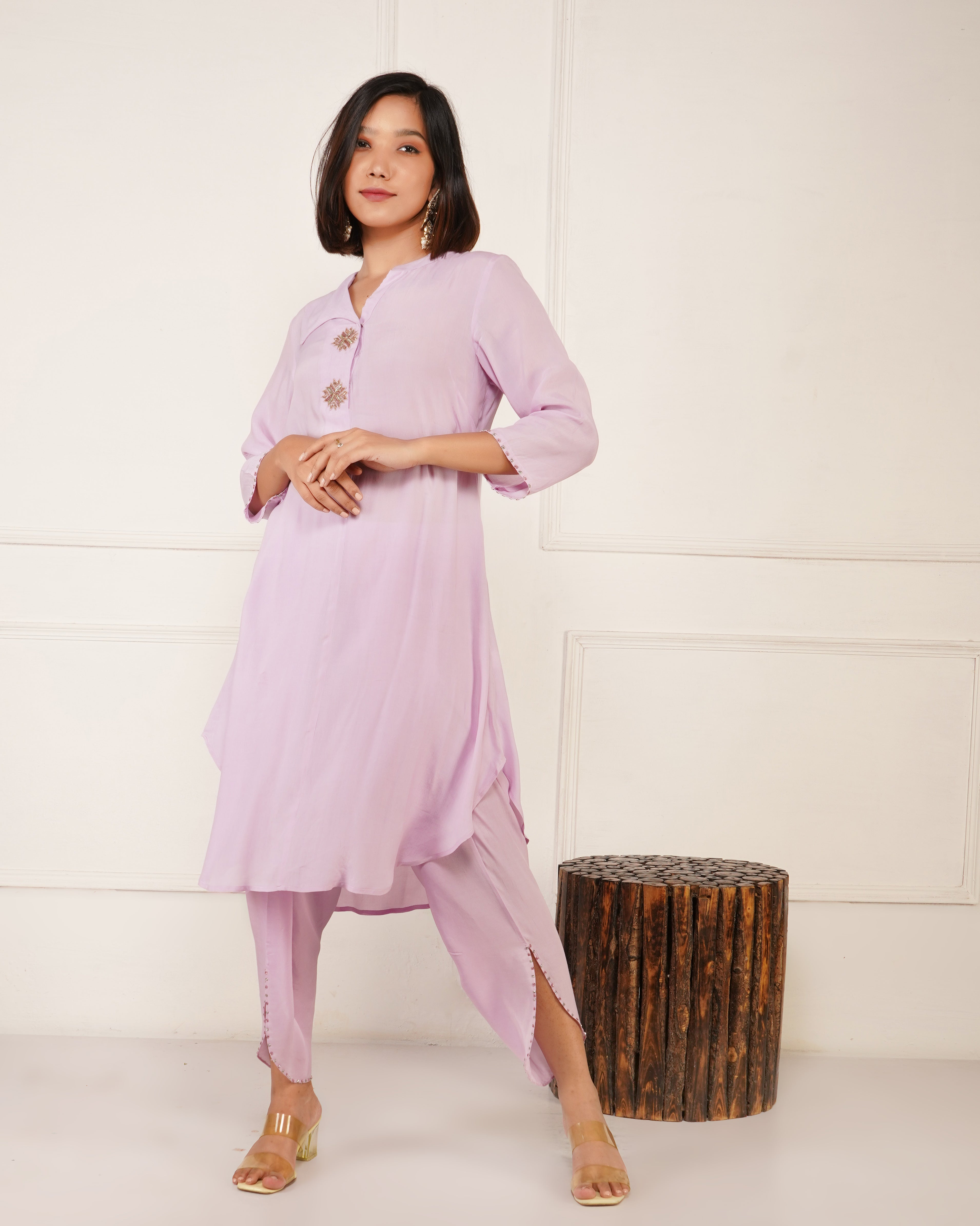 Lavender Beauty Crepe Dhoti Set | Crepe Dhoti Set for women