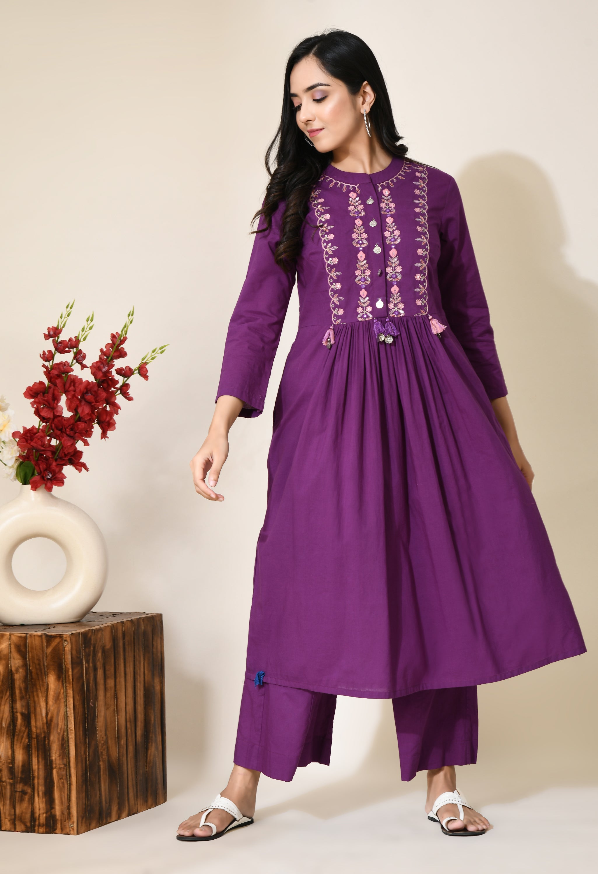 plum-purple-hand-cotton-kurta-set