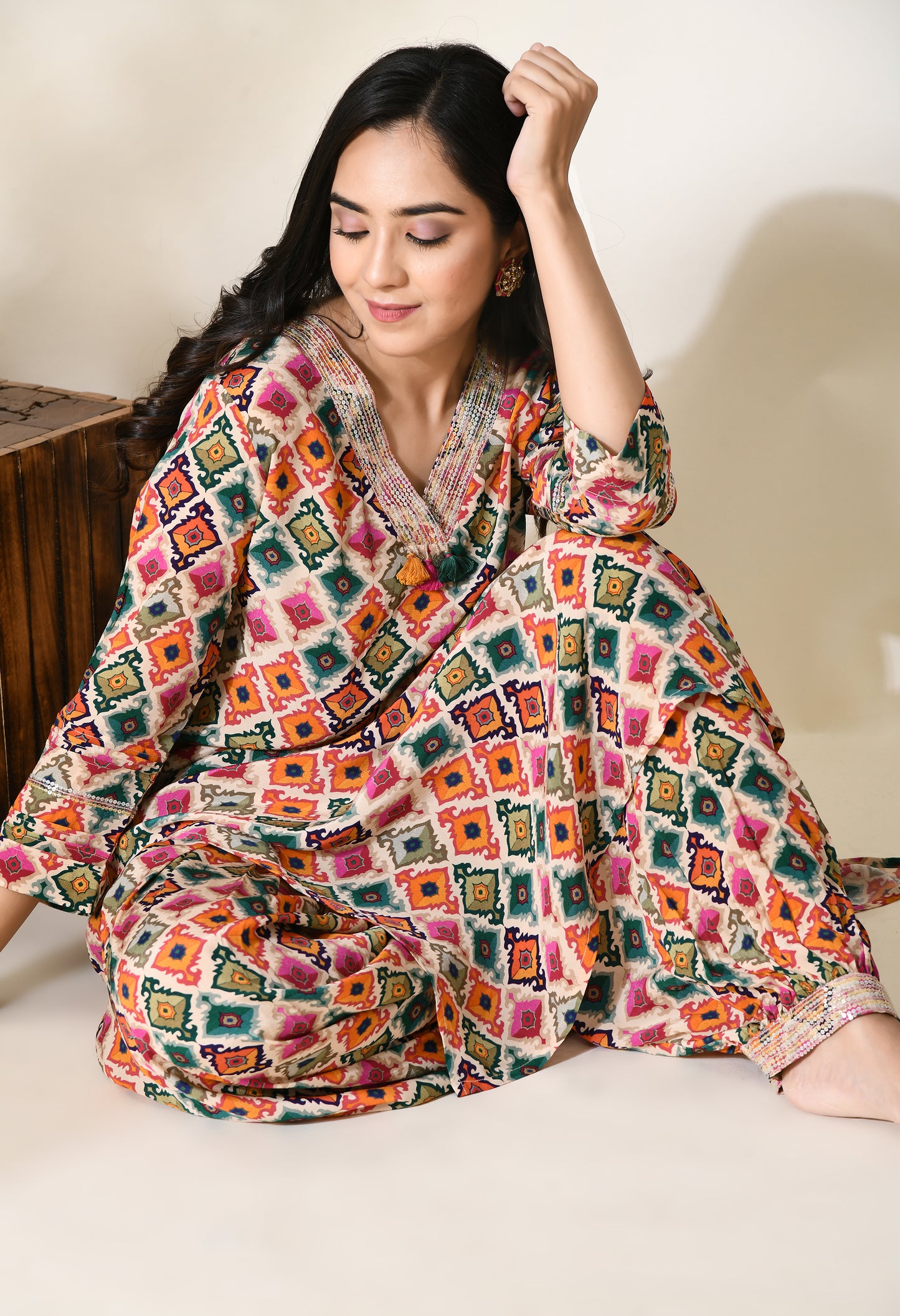 Rangbiranga Crepe Kurta Set | Crepe kurta Set for Women