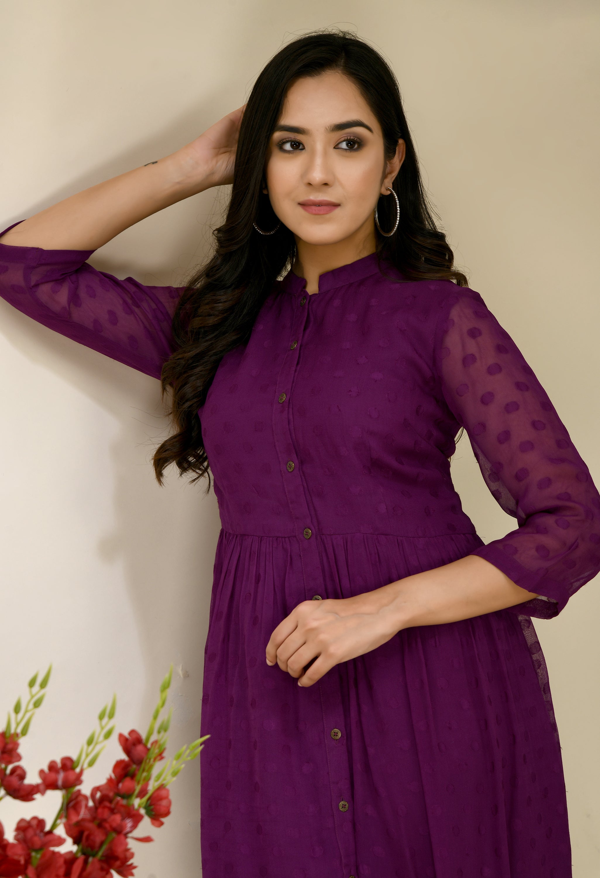 Grape Jelly Fit And Flare Dress | Grape Purple Flare Dress Online