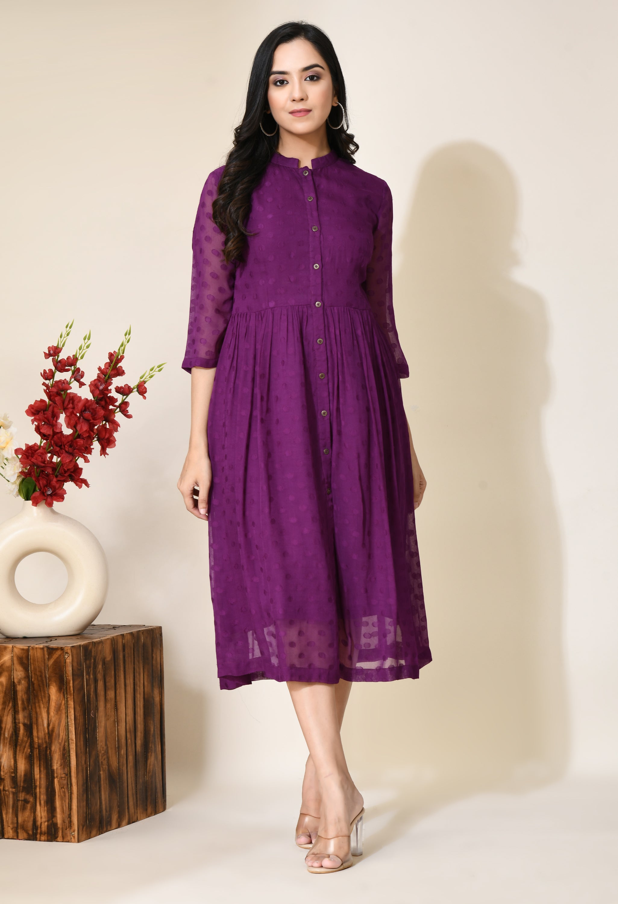 Grape Jelly Fit And Flare Dress | Grape Purple Flare Dress Online