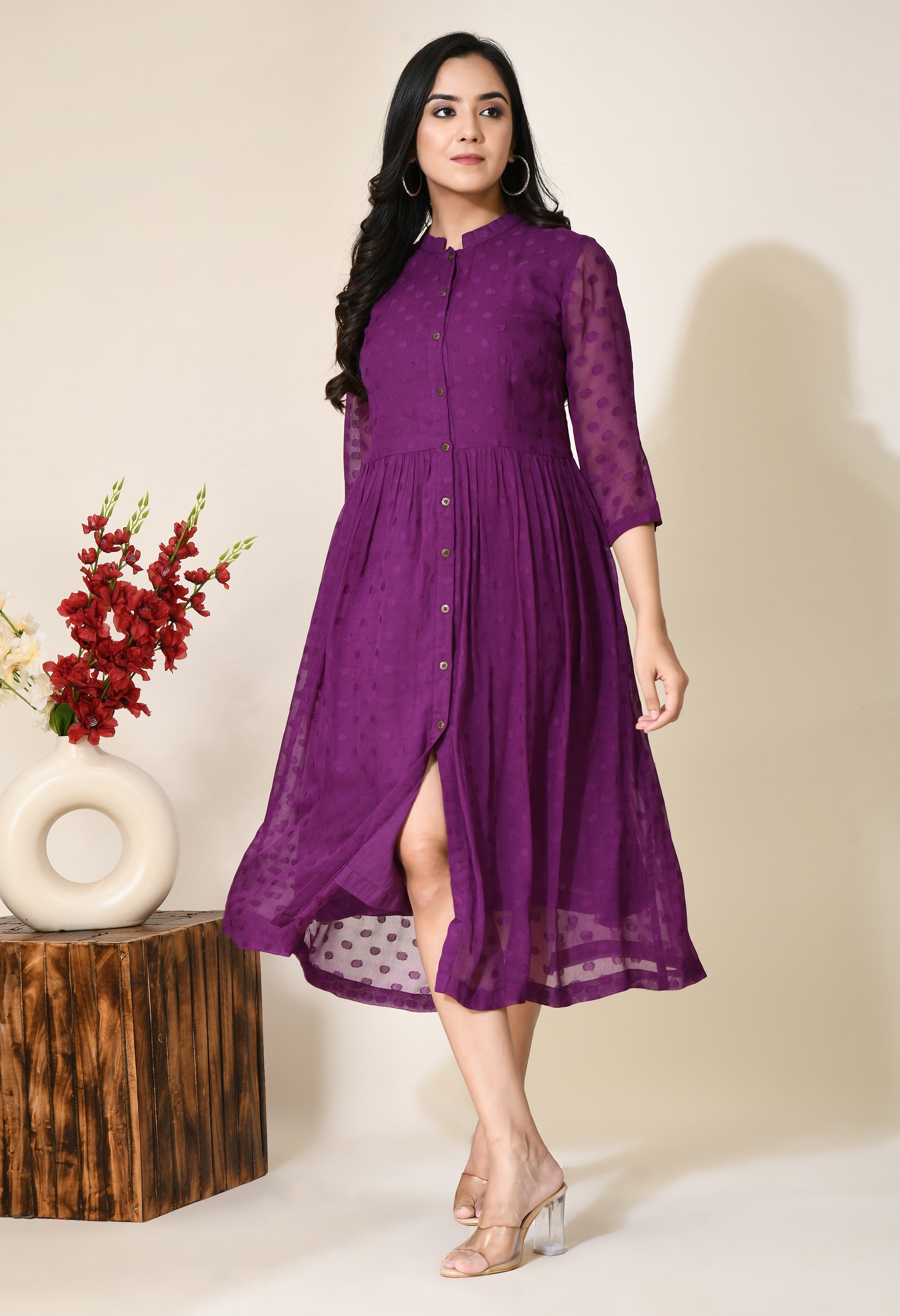 Grape Jelly Fit And Flare Dress | Grape Purple Flare Dress Online