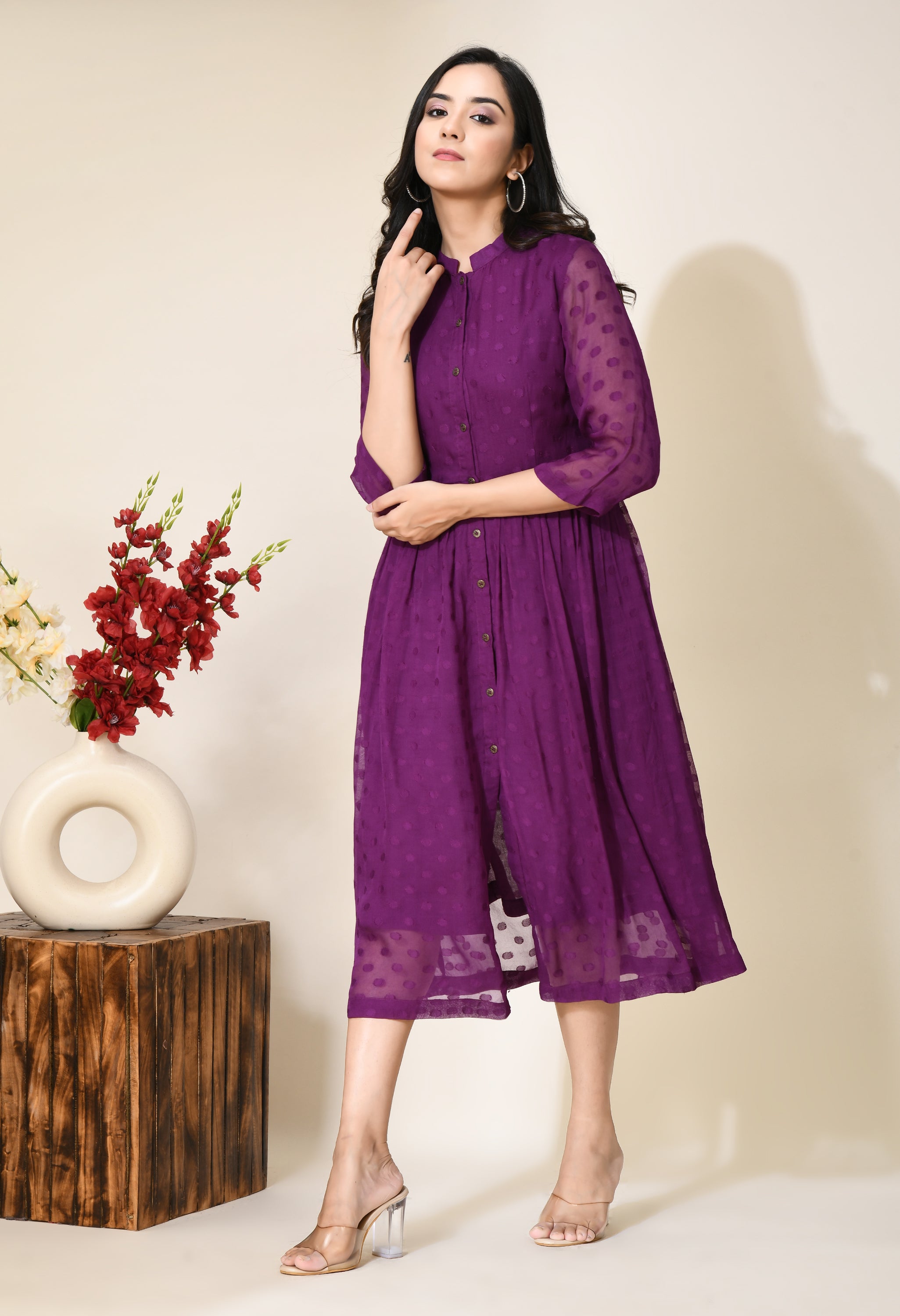 Grape Jelly Fit And Flare Dress | Grape Purple Flare Dress Online