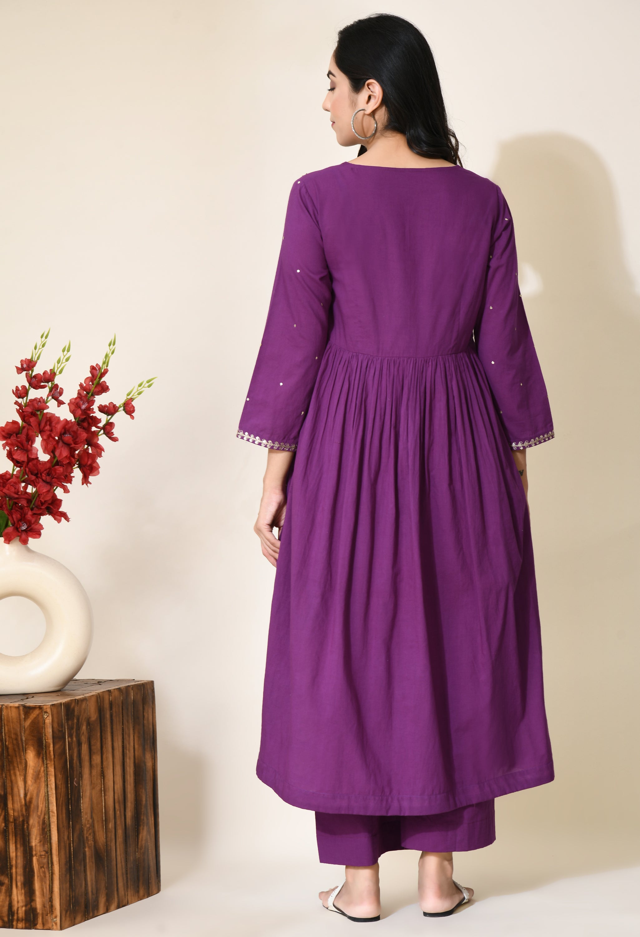 Roop Zari Aari Work Cotton Kurta Set | Aari Work Kurti Set