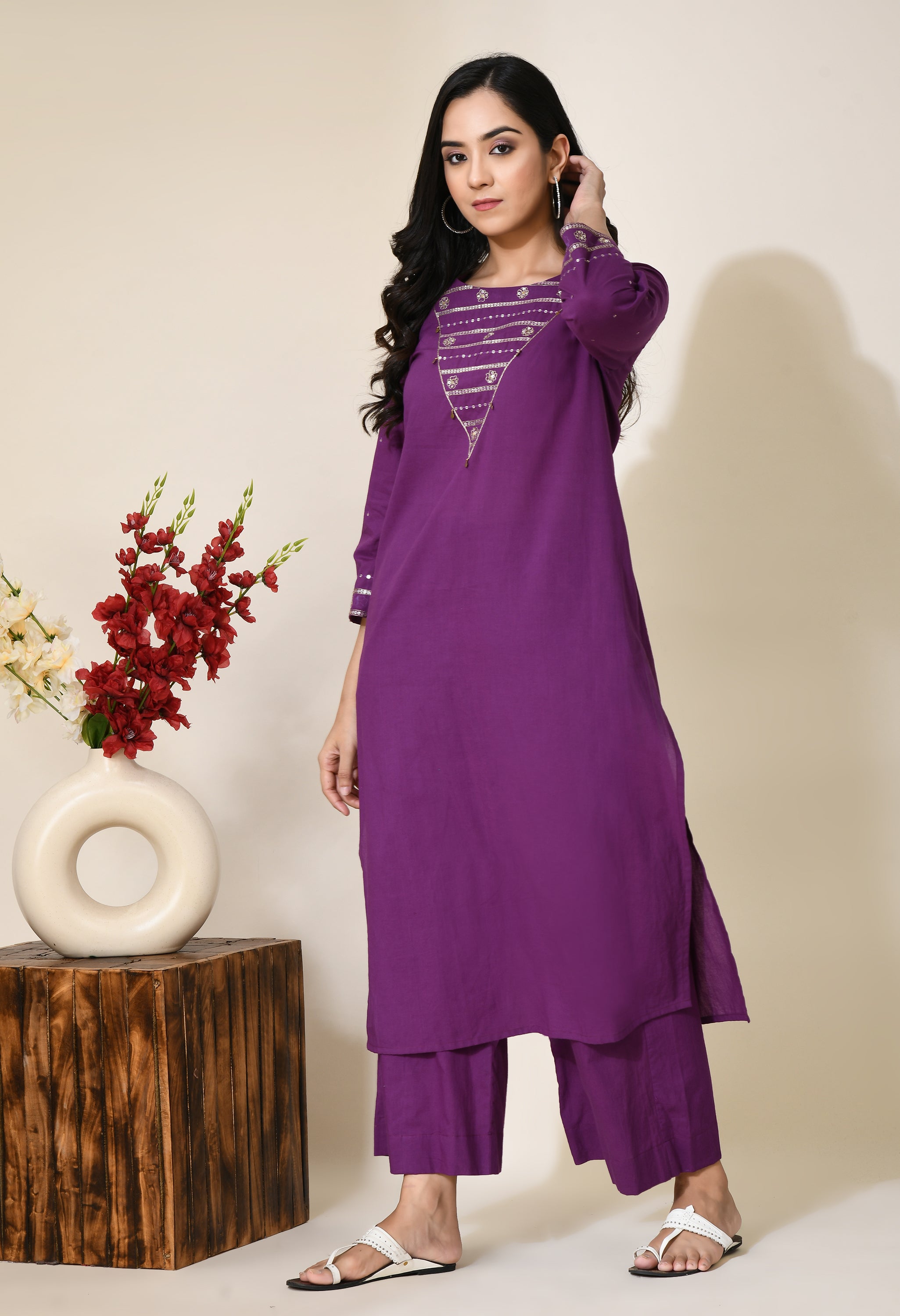 Rangbagh Zari Cotton Kurta Set | Zari Work Kurta Set For Women