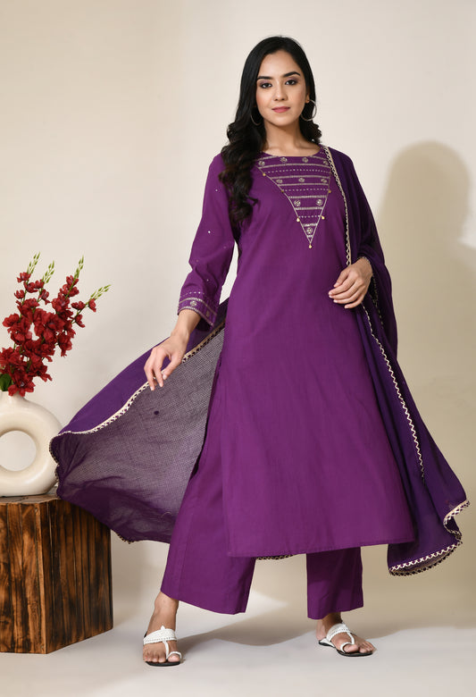 rangbagh-zari-cotton-kurta-set-|-zari-work-kurta-set-for-women