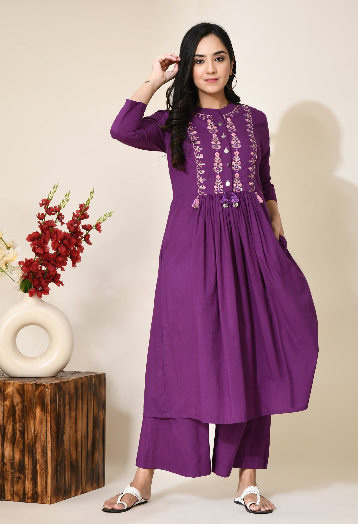 Plum Purple Cotton Kurta | Buy Purple Kurtas Online