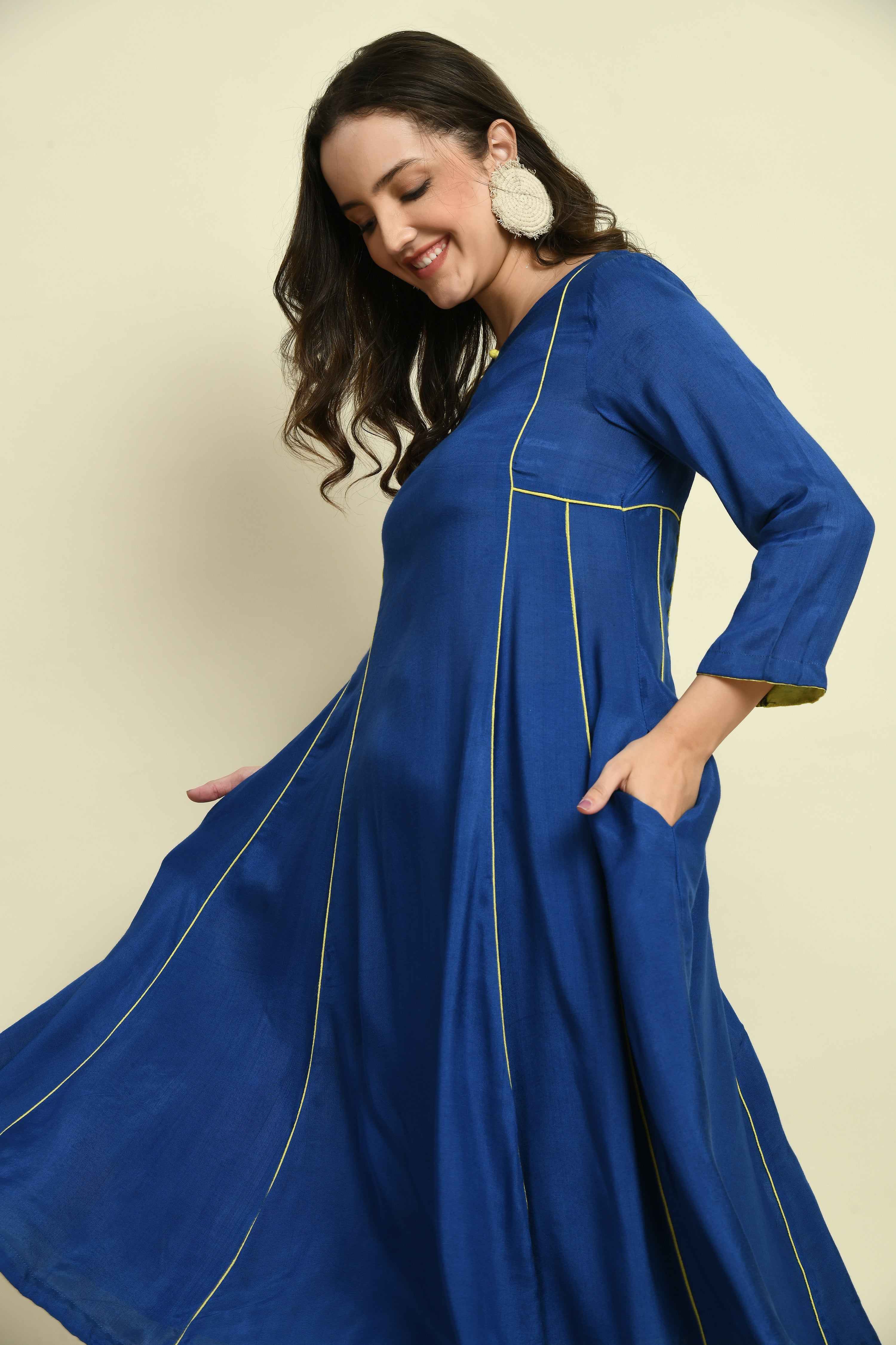 Deep Blue Panel Kurta Only | Trendy Blue Panel Kurtas