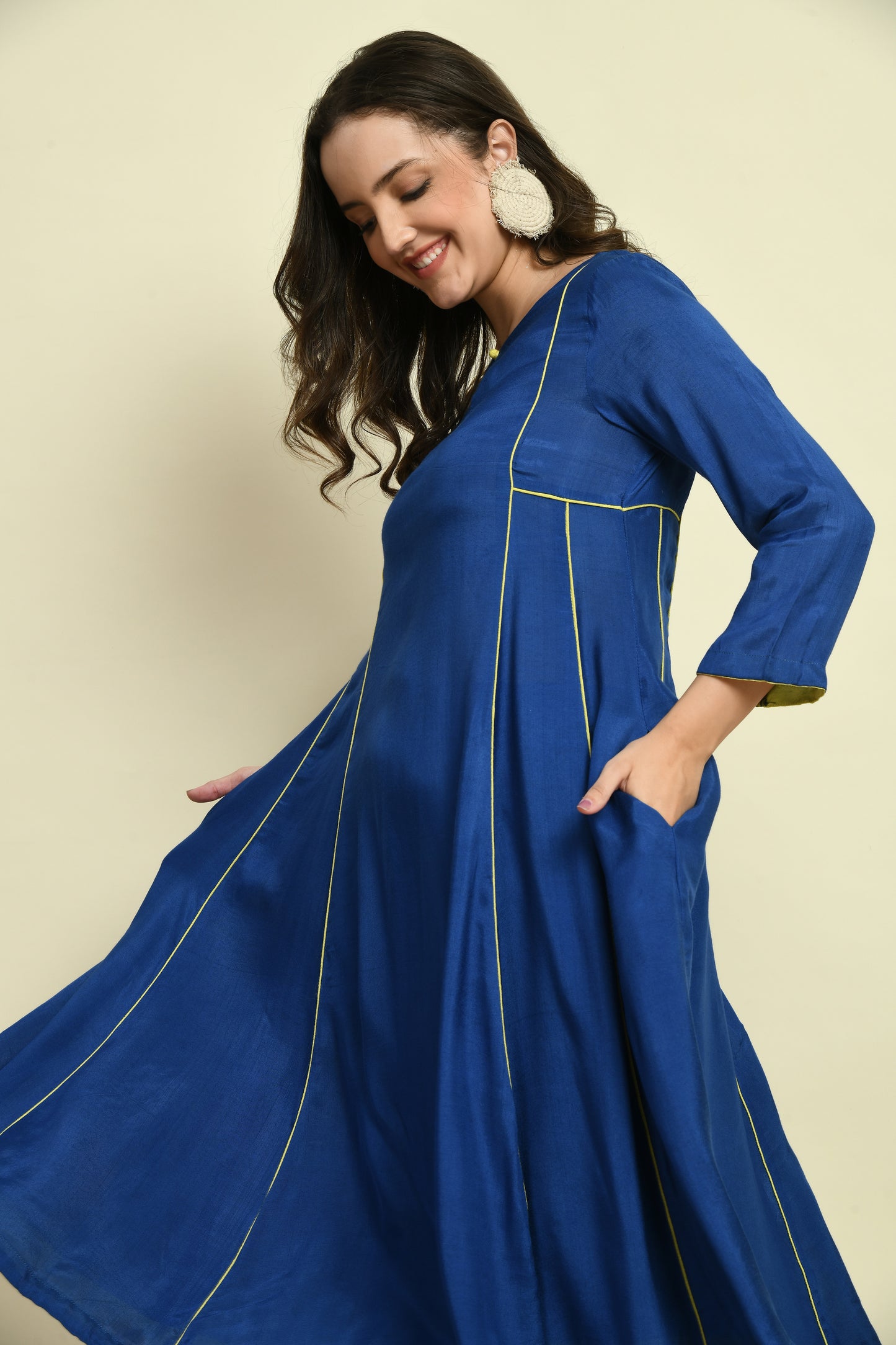 Deep Blue Pannel Kurta | Trendy Blue Panel Kurtas