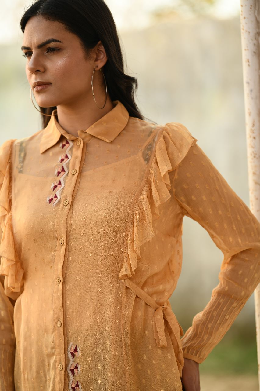 HAND EMBROIDERY FRILL TOP