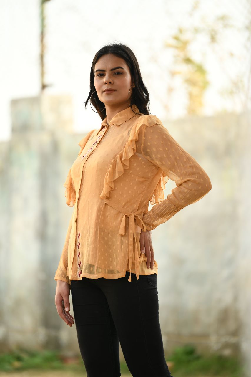 HAND EMBROIDERY FRILL TOP