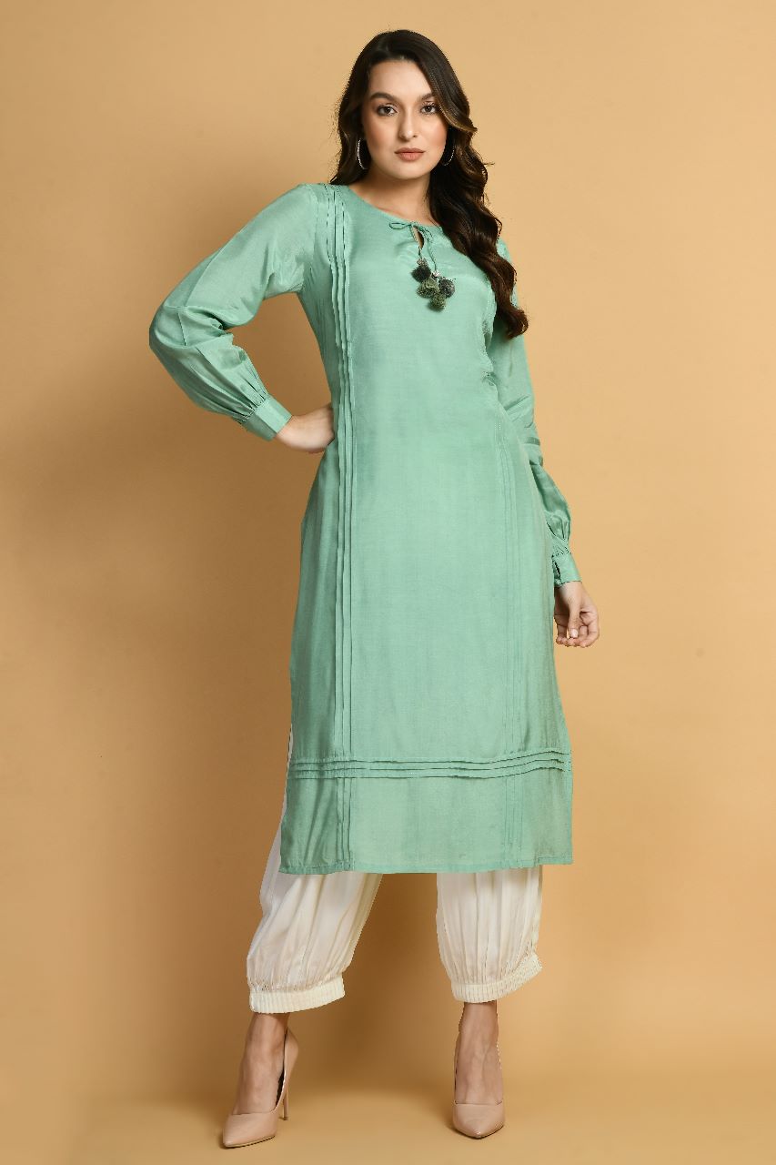 Grassroot Boho Kurta Set | Green Bohemian Kurta Set for women