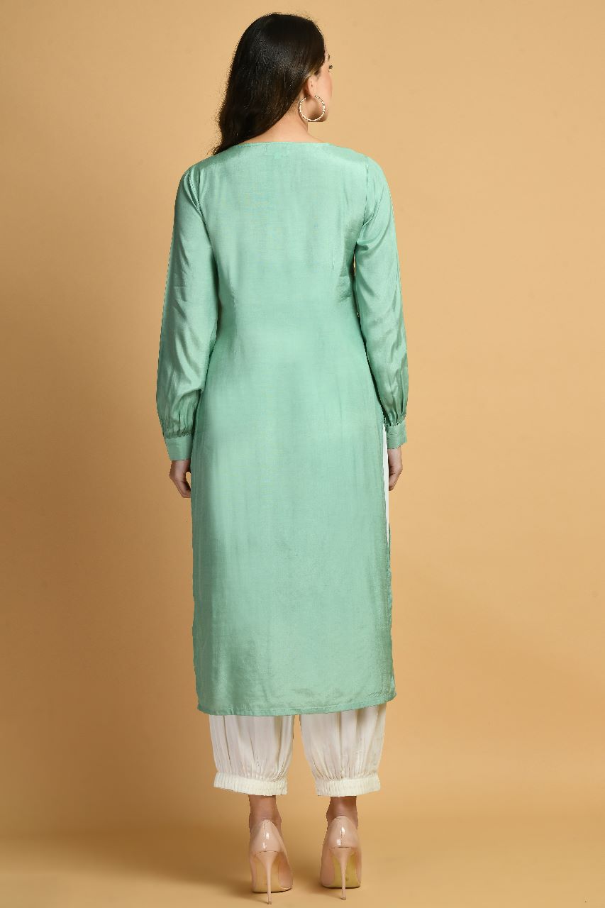 Grassroot Boho Kurta Set | Green Bohemian Kurta Set for women