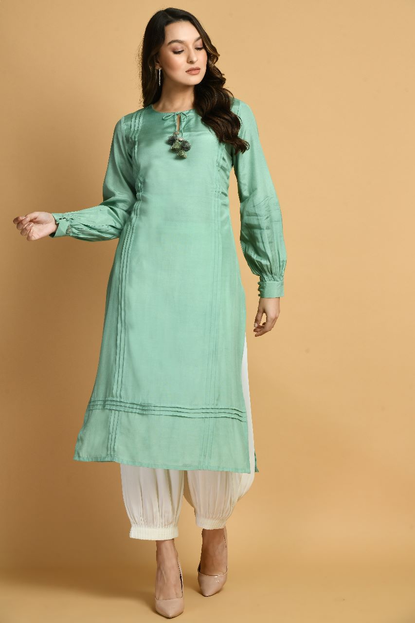 Grassroot Boho Kurta Set | Green Bohemian Kurta Set for women