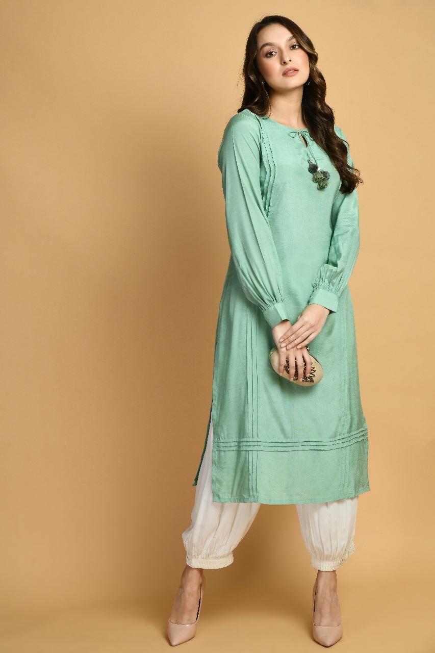 Grassroot Boho Kurta Set | Green Bohemian Kurta Set for women