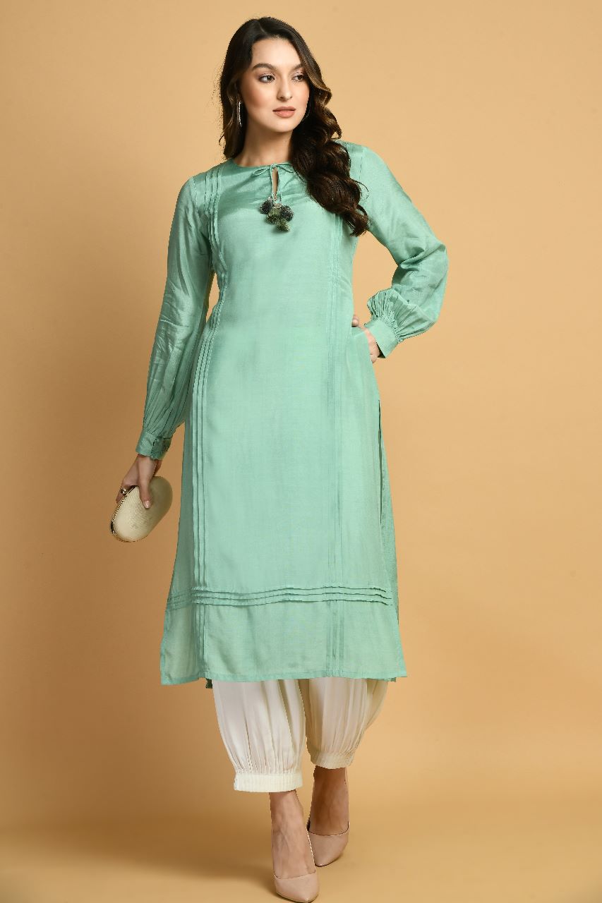Grassroot Boho Kurta Set | Green Bohemian Kurta Set for women