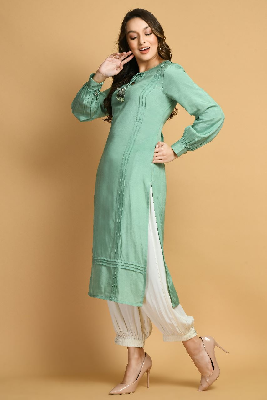 Grassroot Boho Kurta Set | Green Bohemian Kurta Set for women