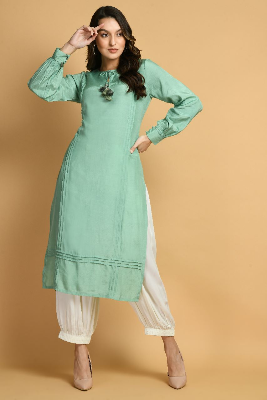 Grassroot Boho Kurta Set | Green Bohemian Kurta Set for women