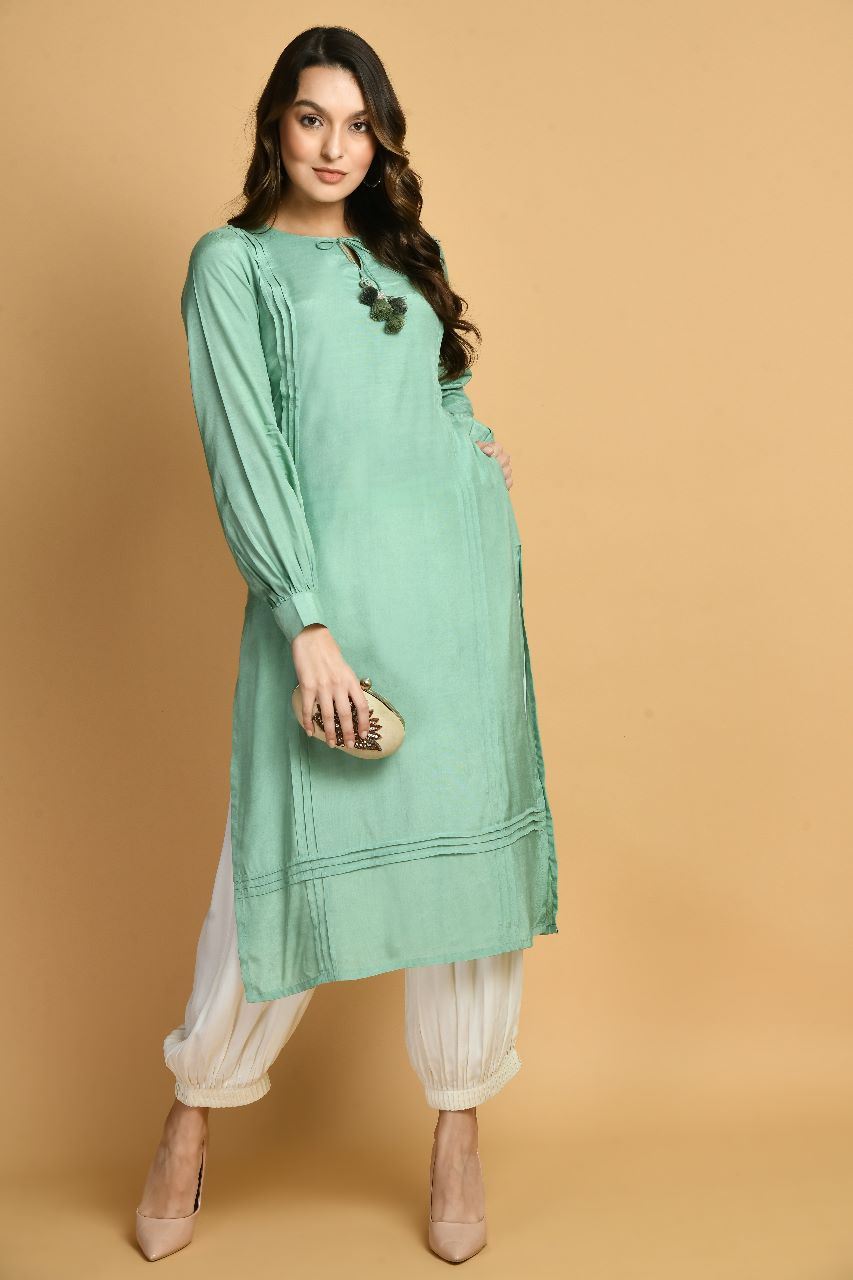 Grassroot Boho Kurta Set | Green Bohemian Kurta Set for women