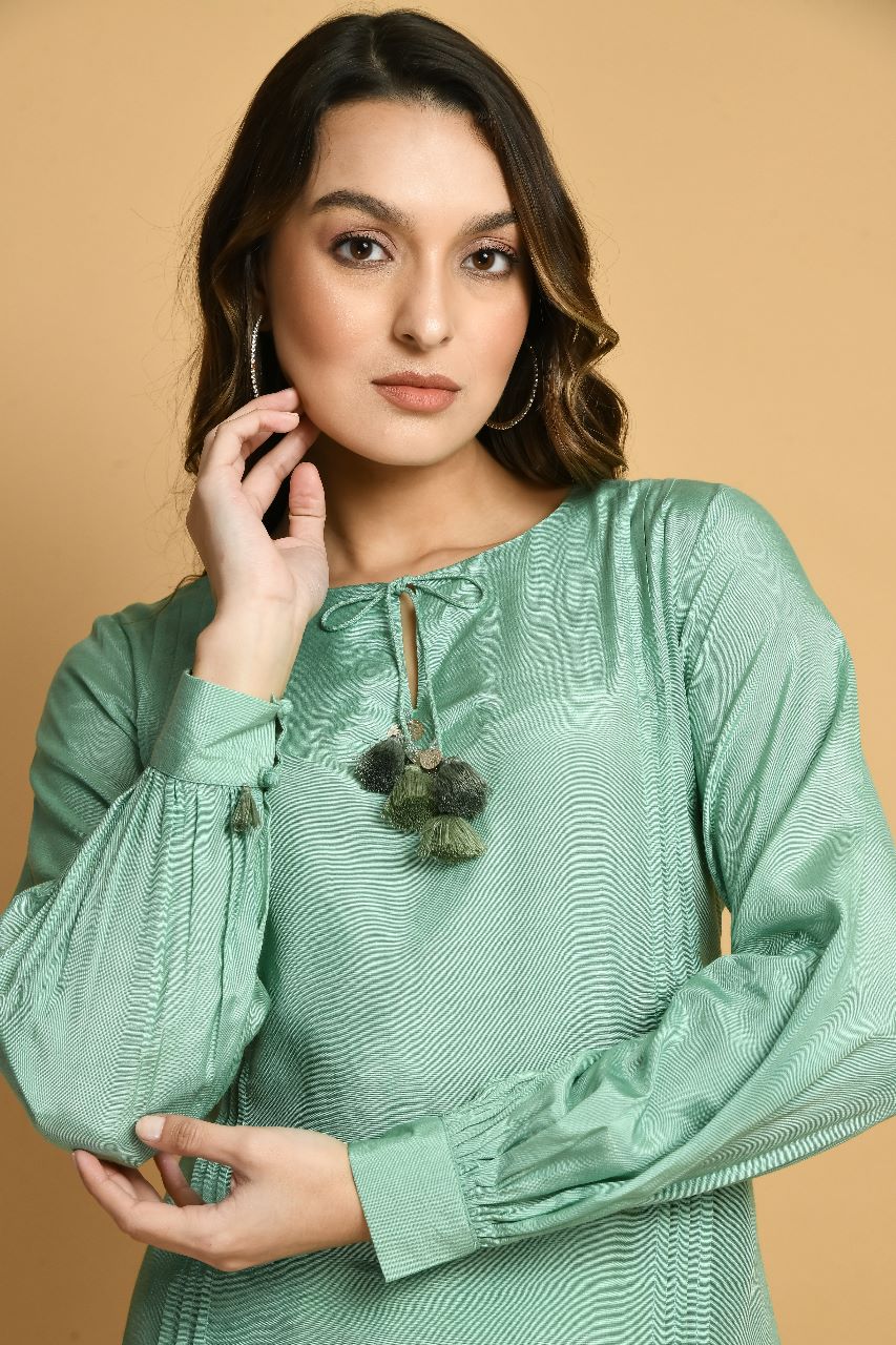 Grassroot Boho Kurta Set | Green Bohemian Kurta Set for women