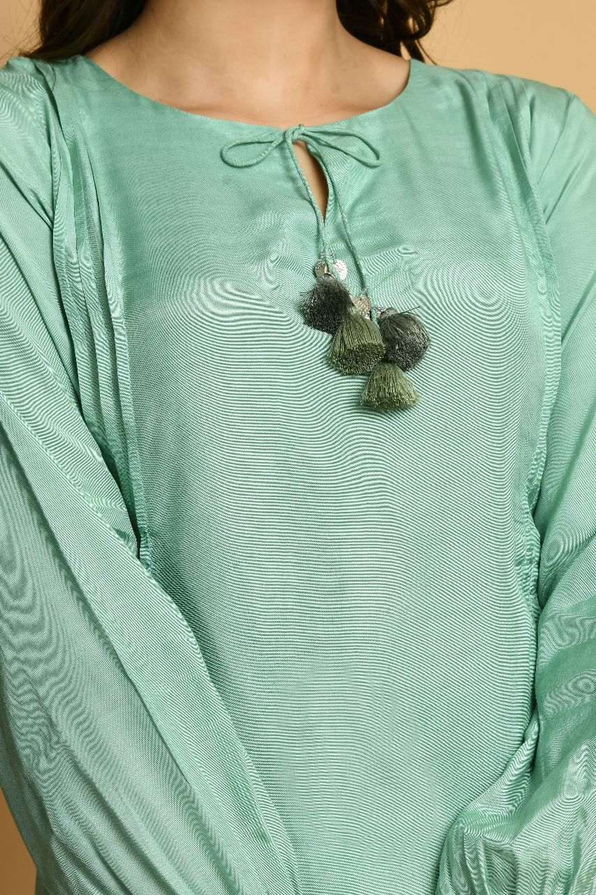 Grassroot Boho Kurta Set | Green Bohemian Kurta Set for women