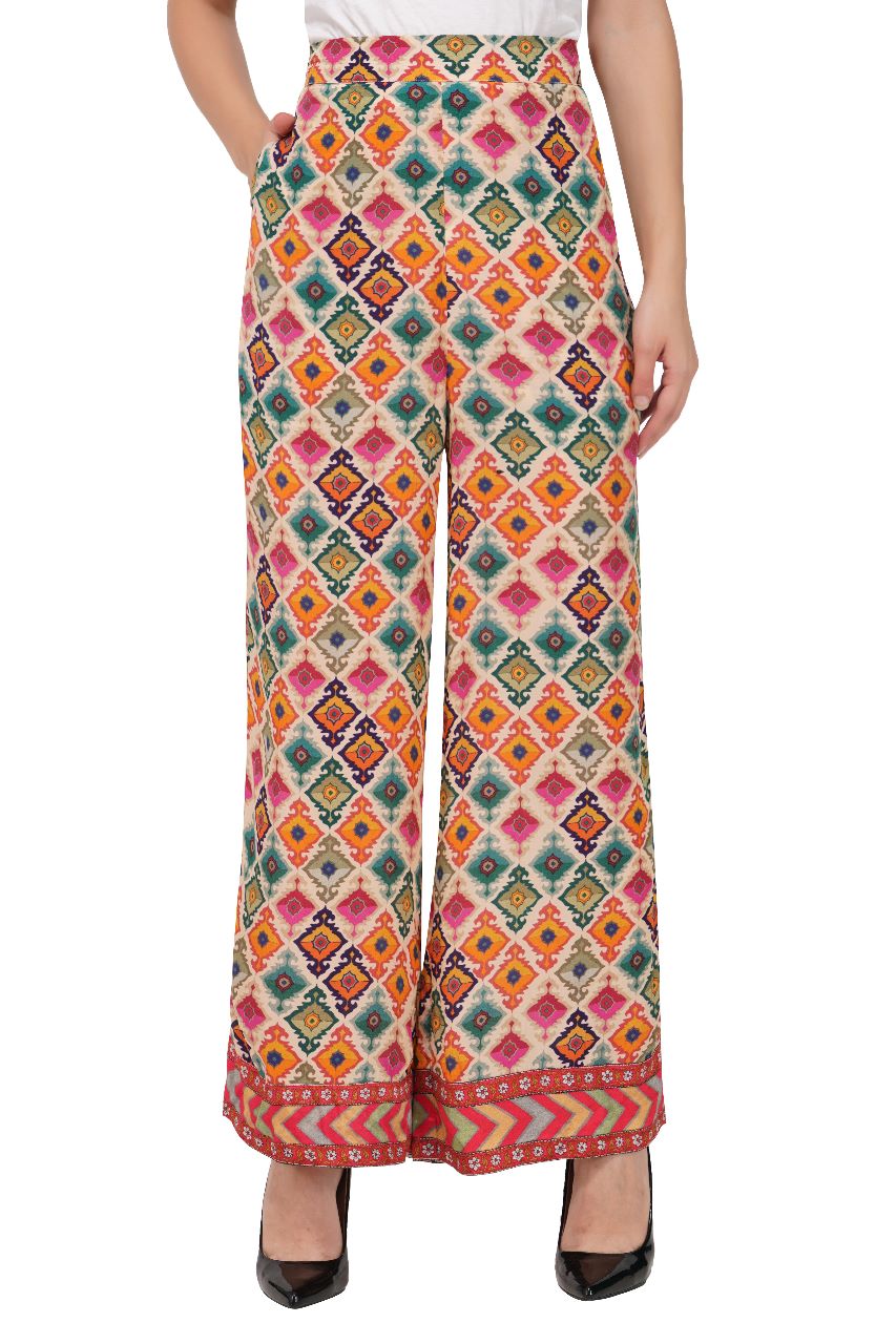 Multicolor Viscose Crepe Bottom Wear | Multicolor Crepe Bottom Wear Online