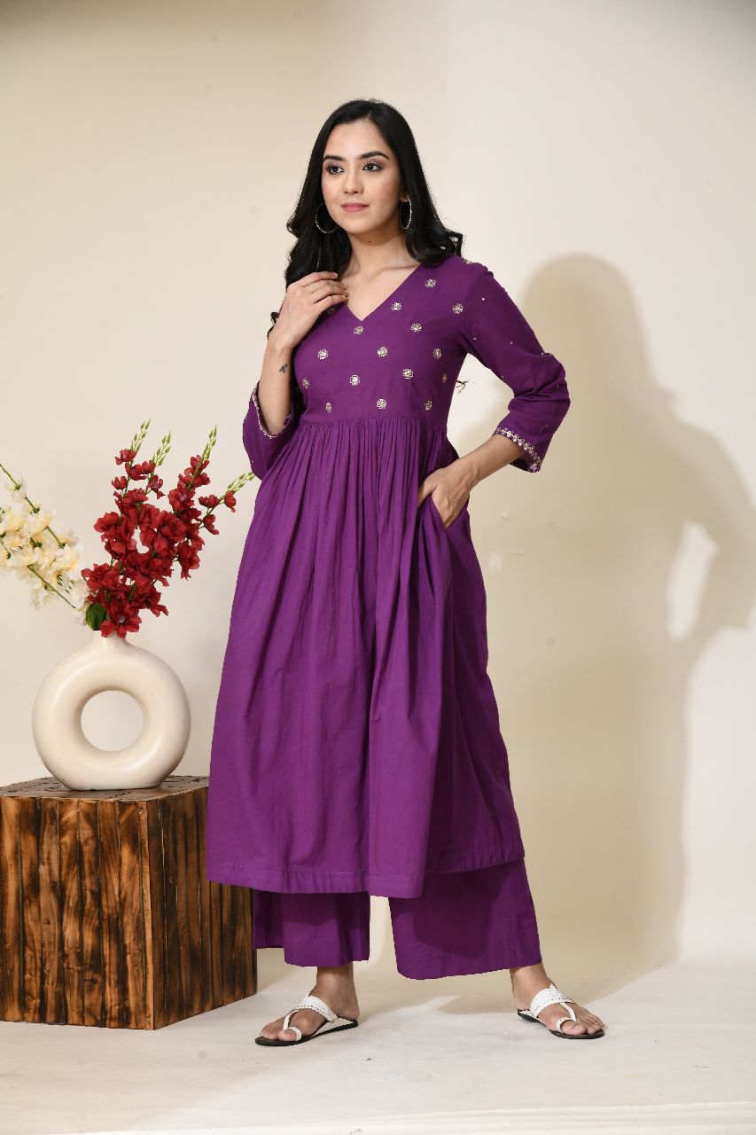 Subagya Purple Cotton Kurta | Trendy Purple Cotton Kurtas Online