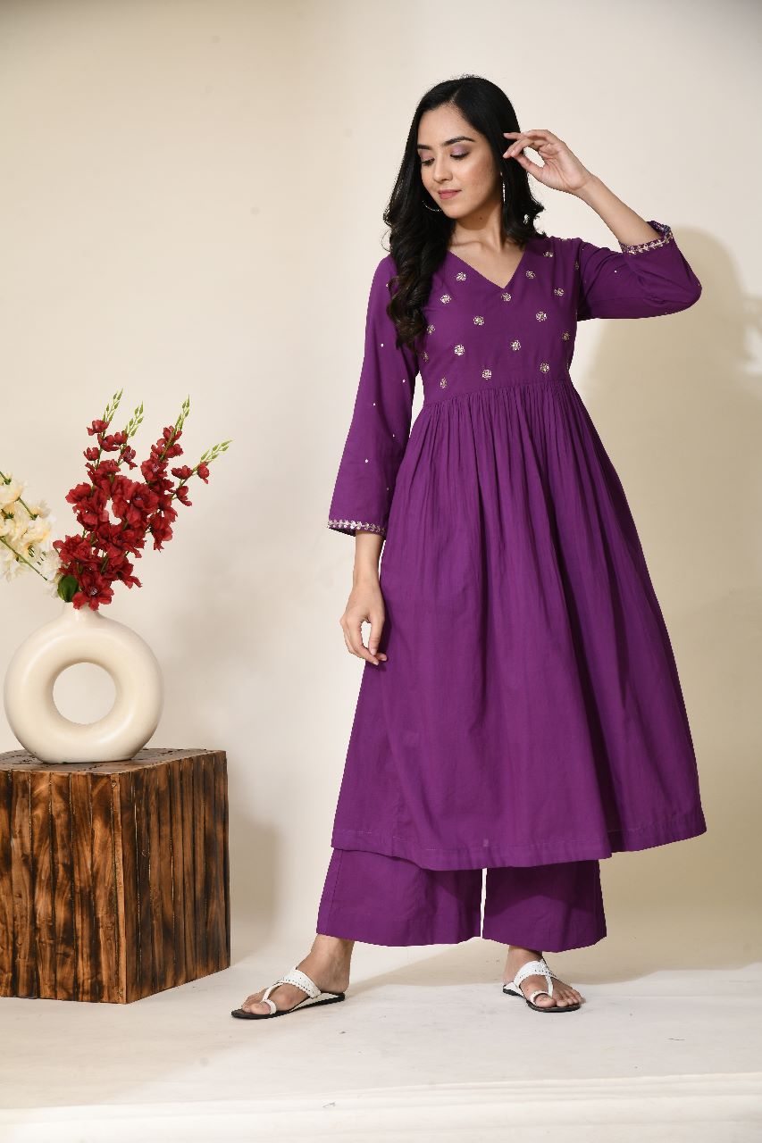 Subagya Purple Cotton Kurta | Trendy Purple Cotton Kurtas Online