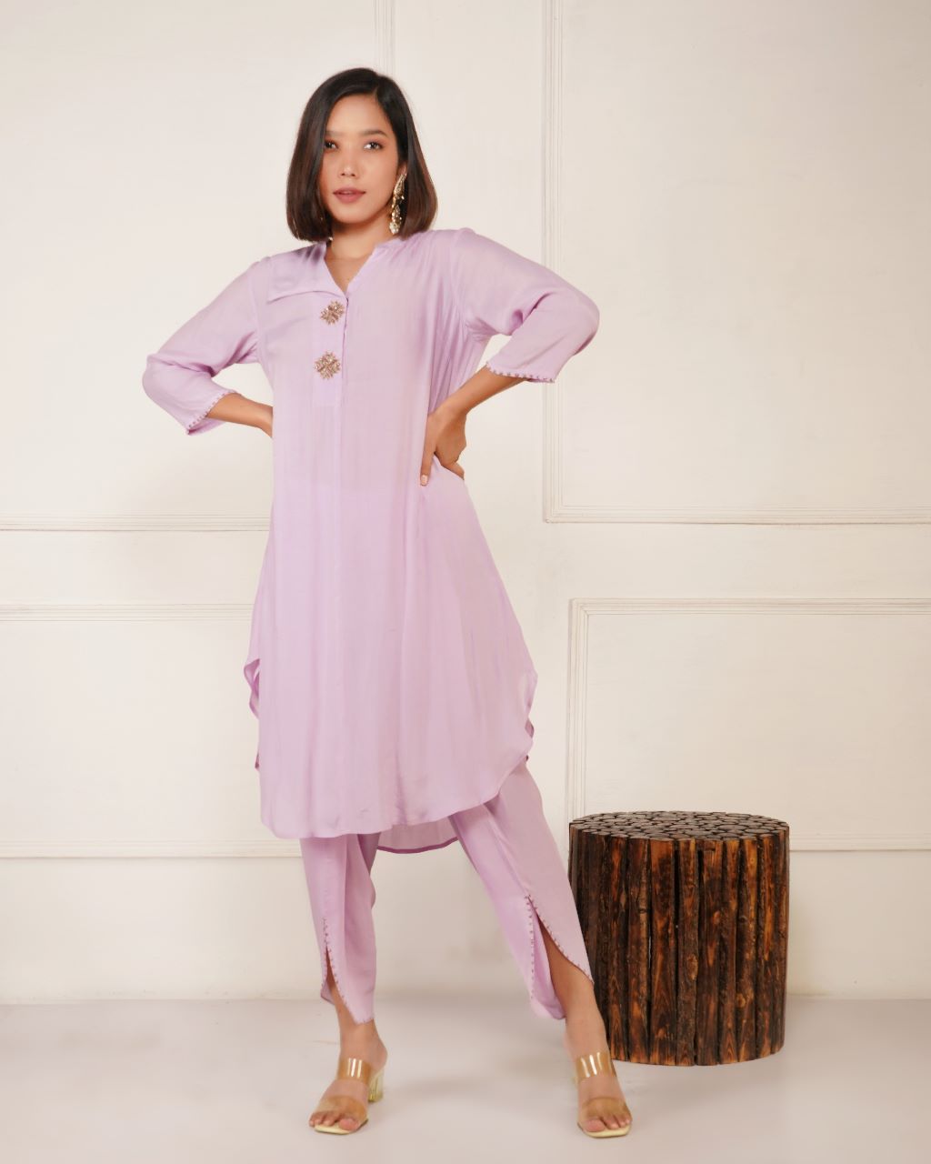 Lavender Beauty Crepe Dhoti Set | Crepe Dhoti Set for women