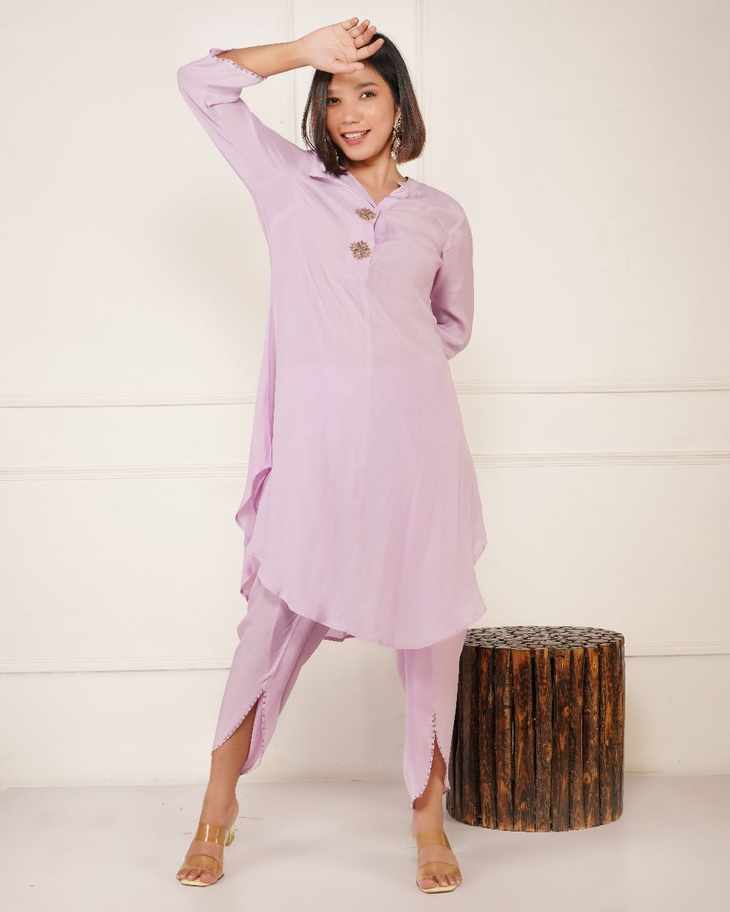 Lavender Beauty Crepe Dhoti Set | Crepe Dhoti Set for women