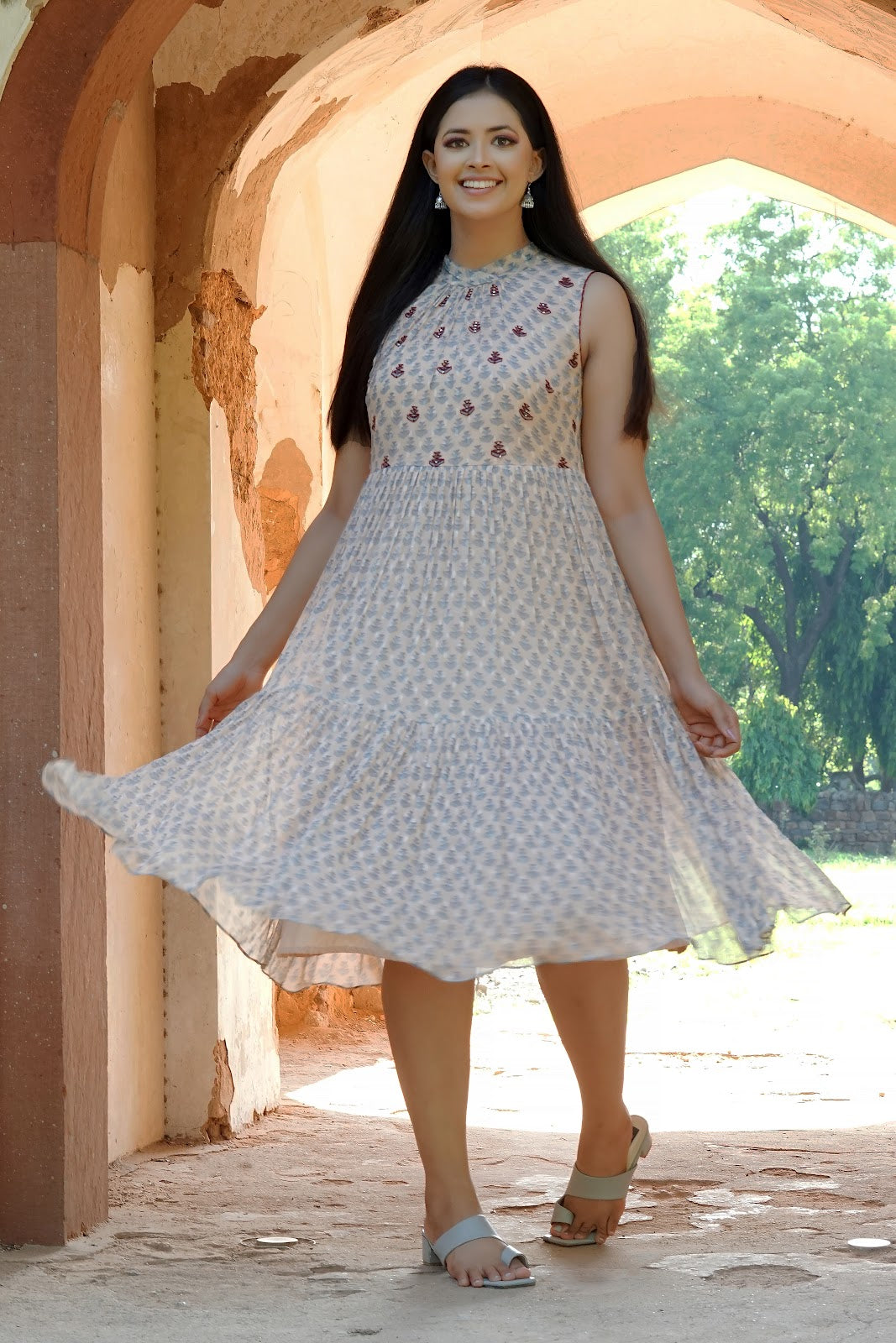 Phulkari Heer Flared Dress | Fit & Flare Phulkari Dress Online