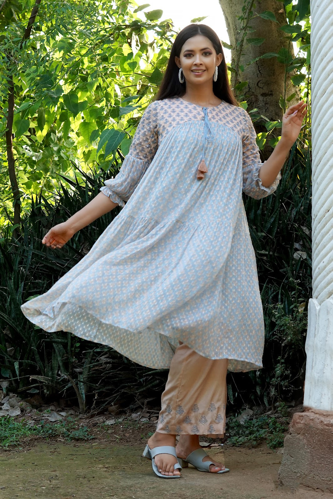 Flared Kurta With Straight Pant | Flared Kurta Set For Women