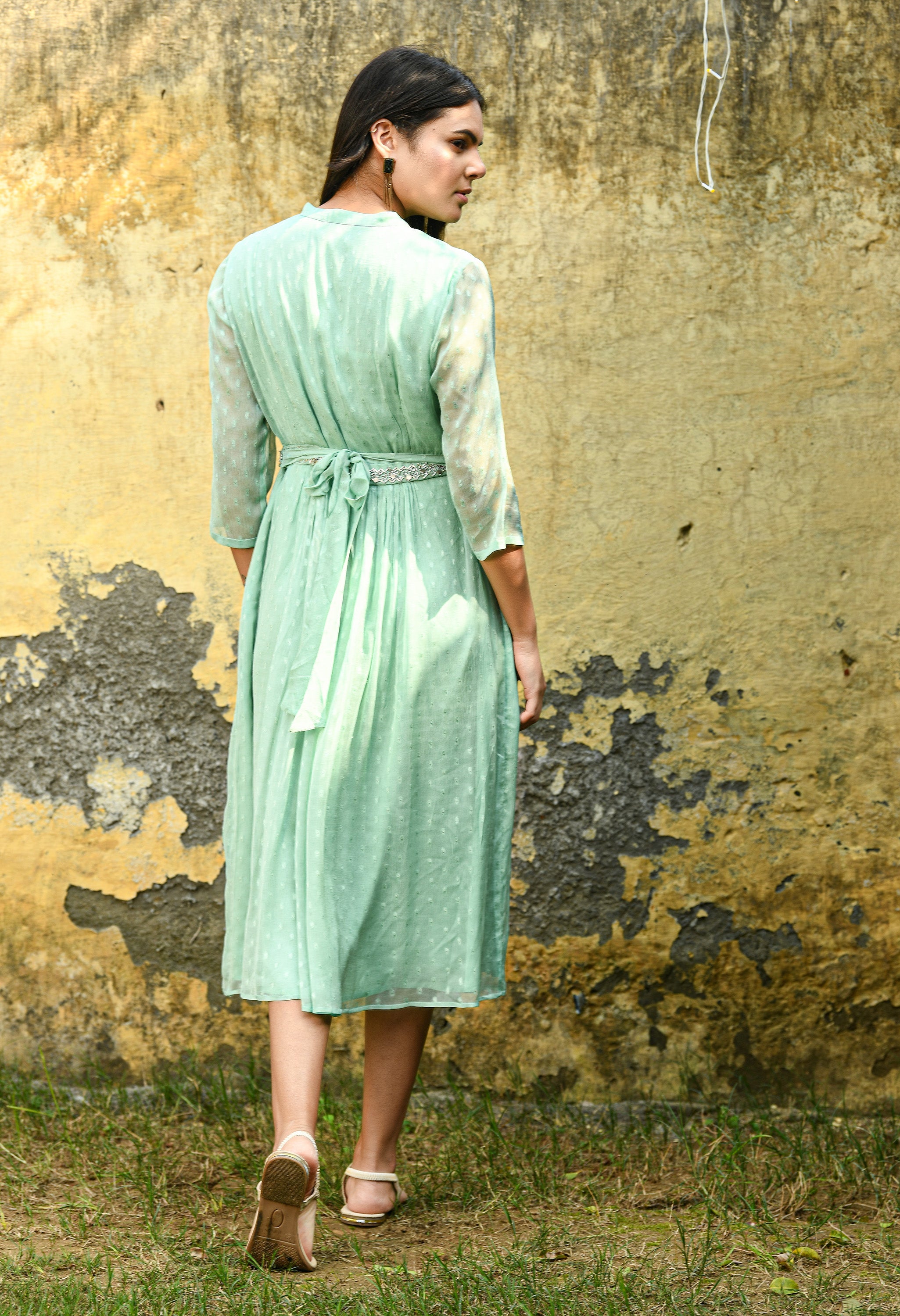 Hand Embroidered Blue Dress.