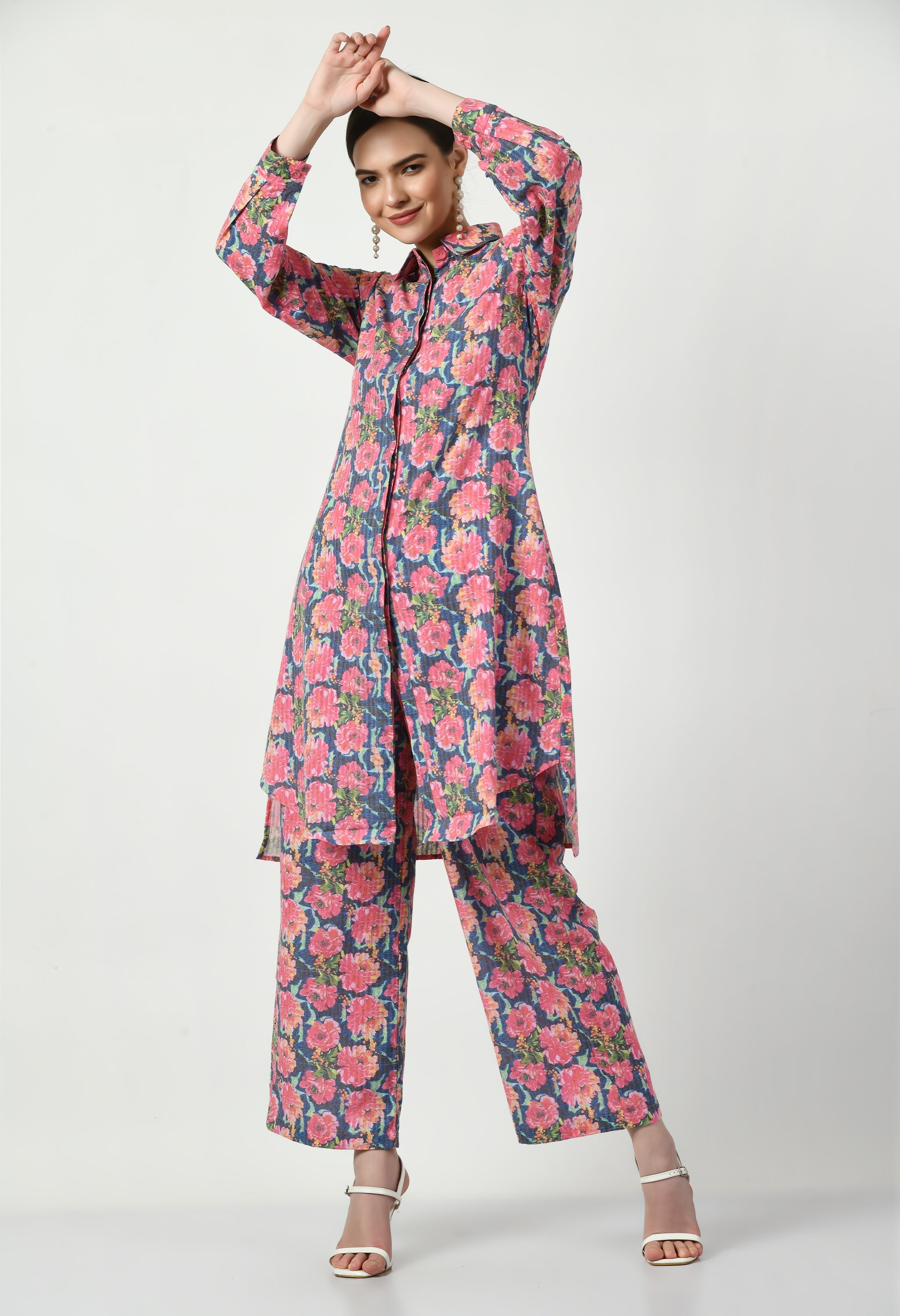 Blue and Pink Kurta Set | Blue and Pink Kurti Set for Women