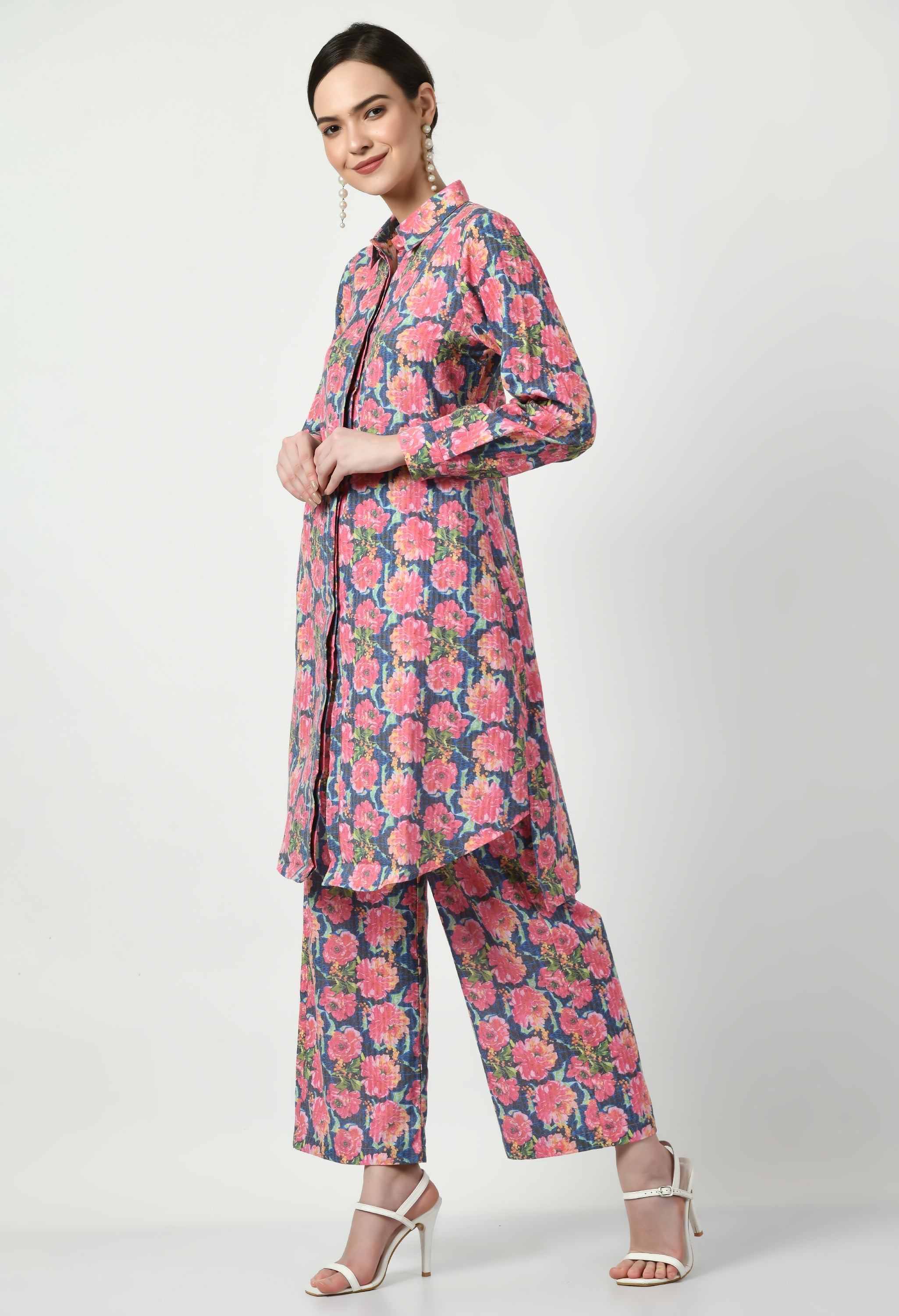 Blue and Pink Kurta Set | Blue and Pink Kurti Set for Women
