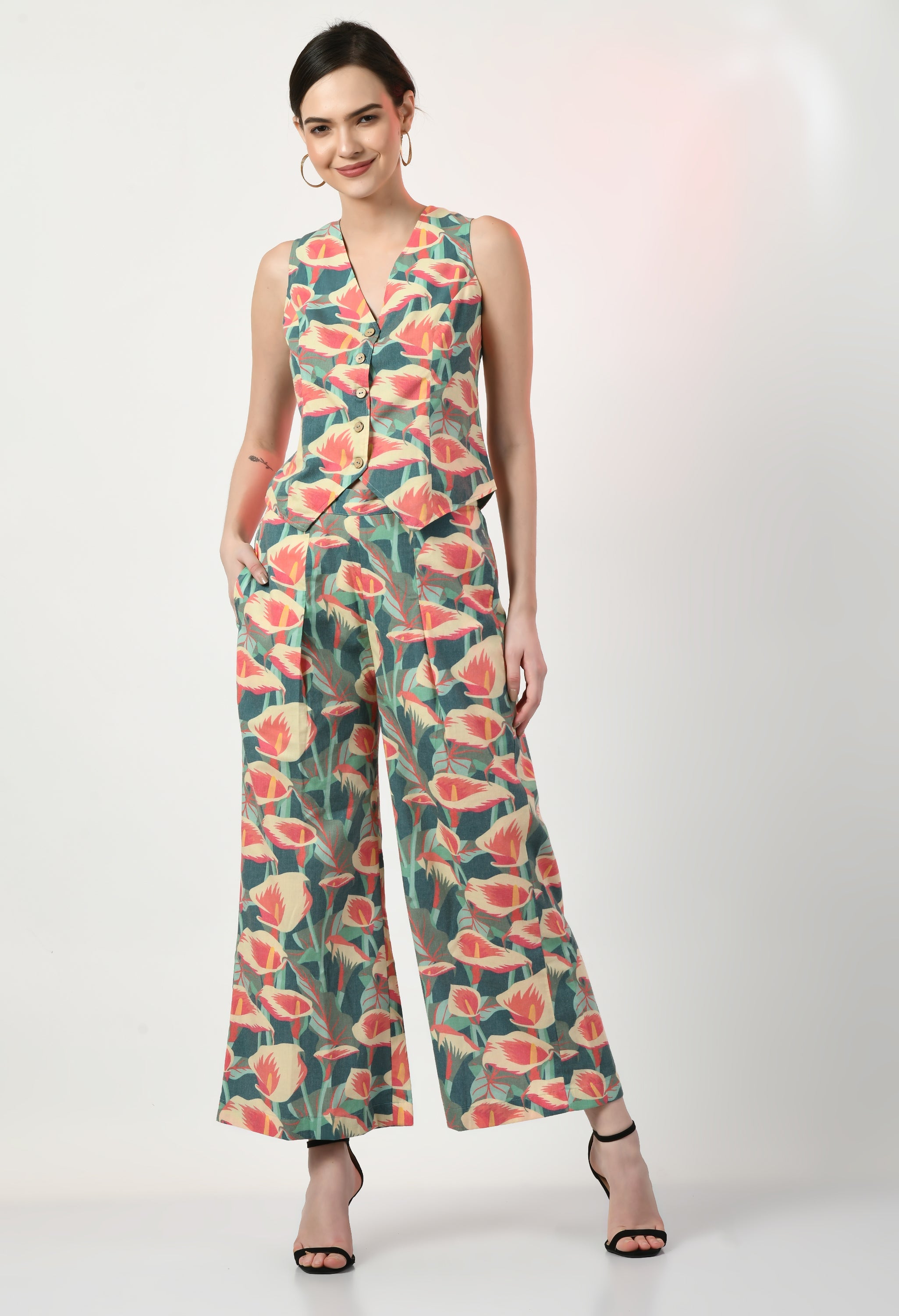 Waistcoat Top With Pant Set | Coat And Trouser Set For Women