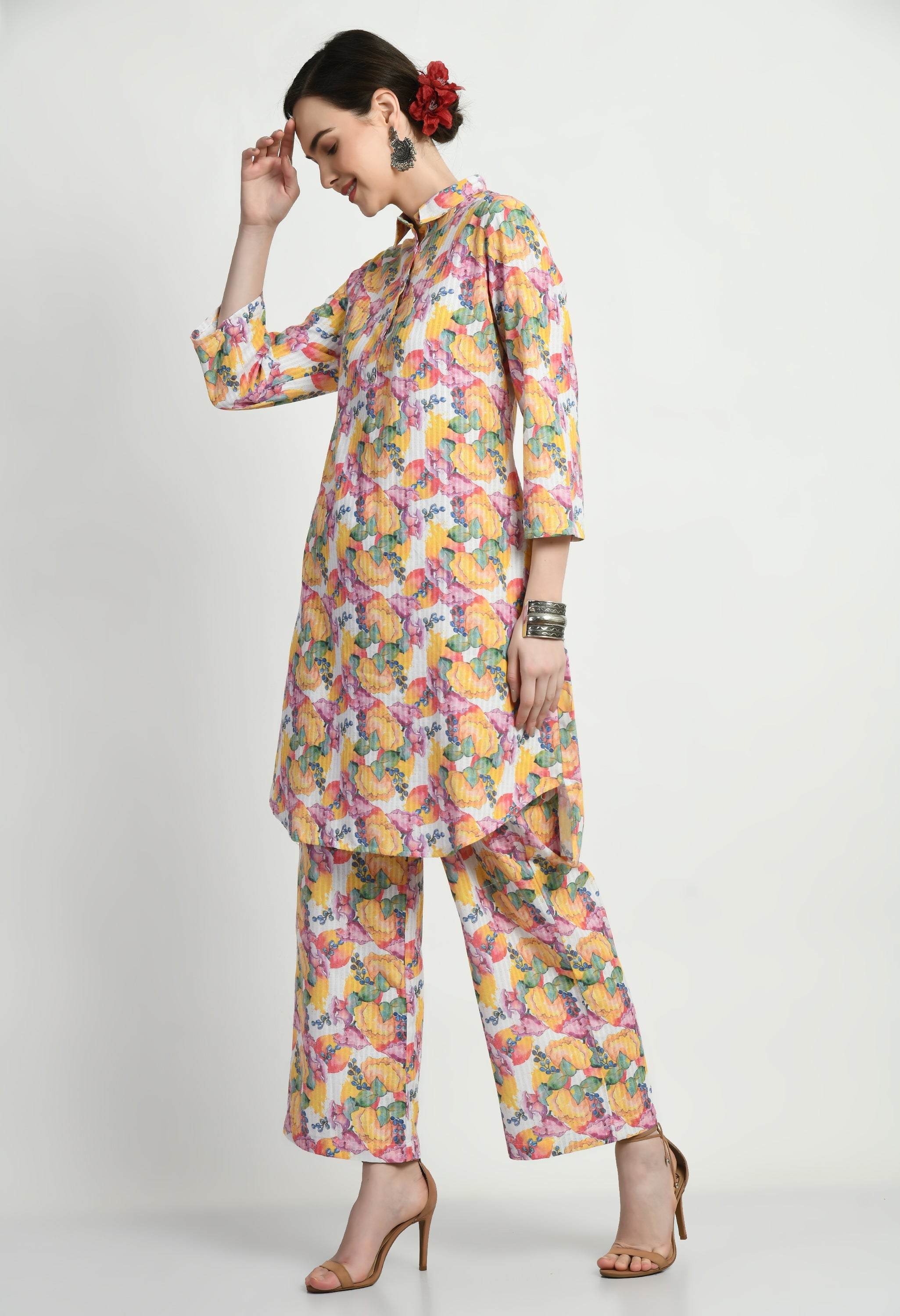 Multi Color Shirt Cotton Kurta Set | Multicoloured Kurta Set for Women