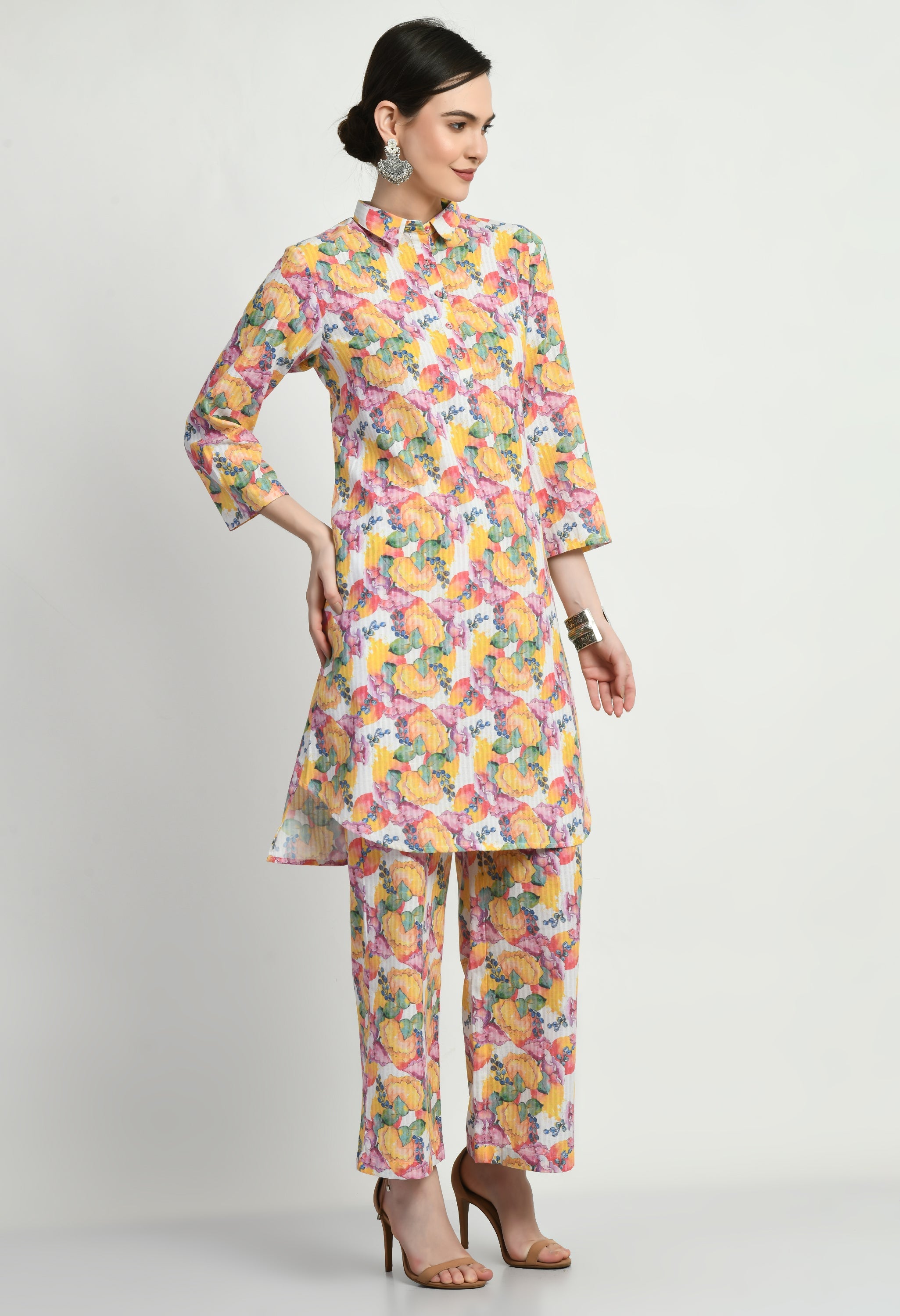 Multi Color Shirt Cotton Kurta Set | Multicoloured Kurta Set for Women