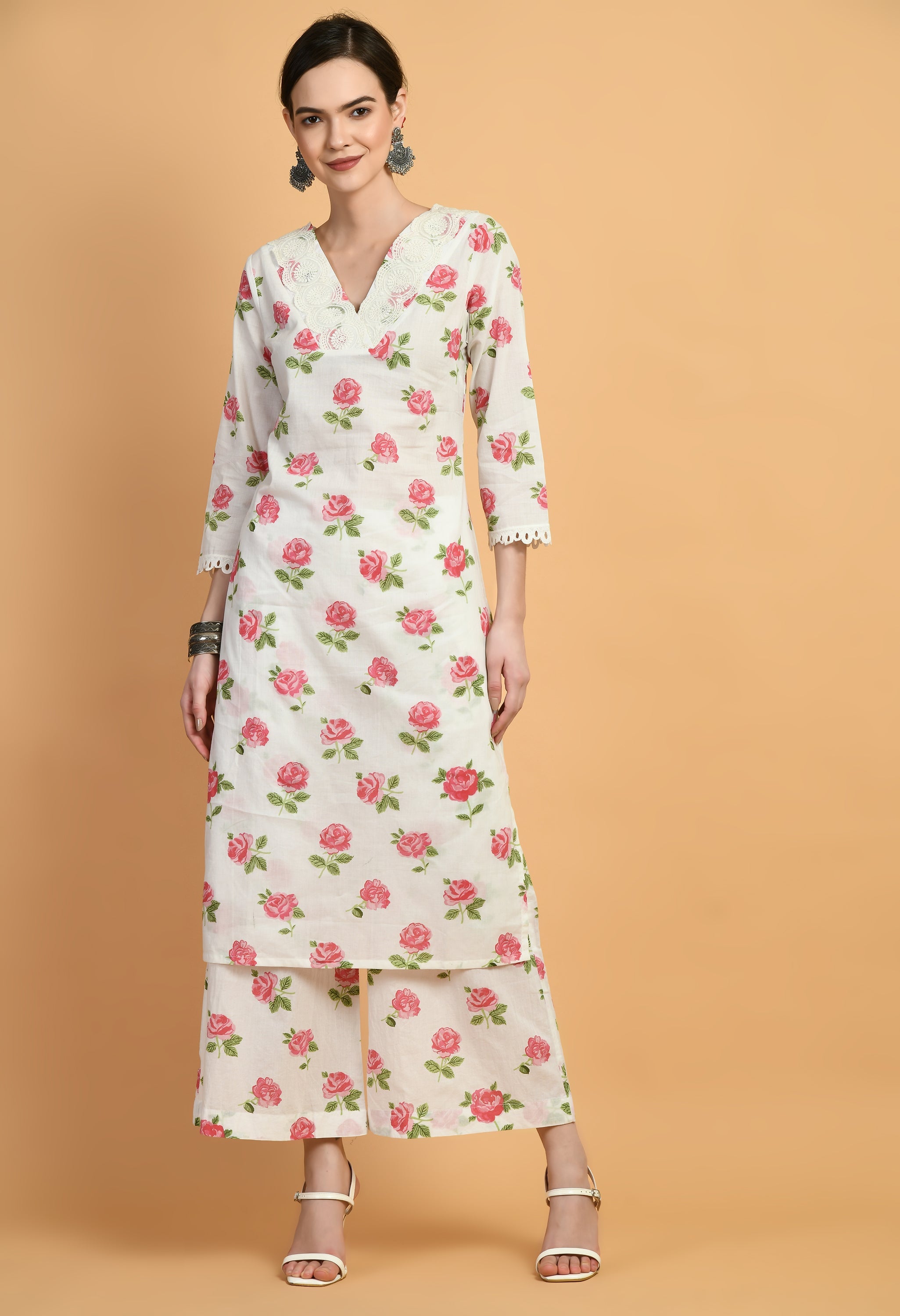 cherry-lace-kurta-set