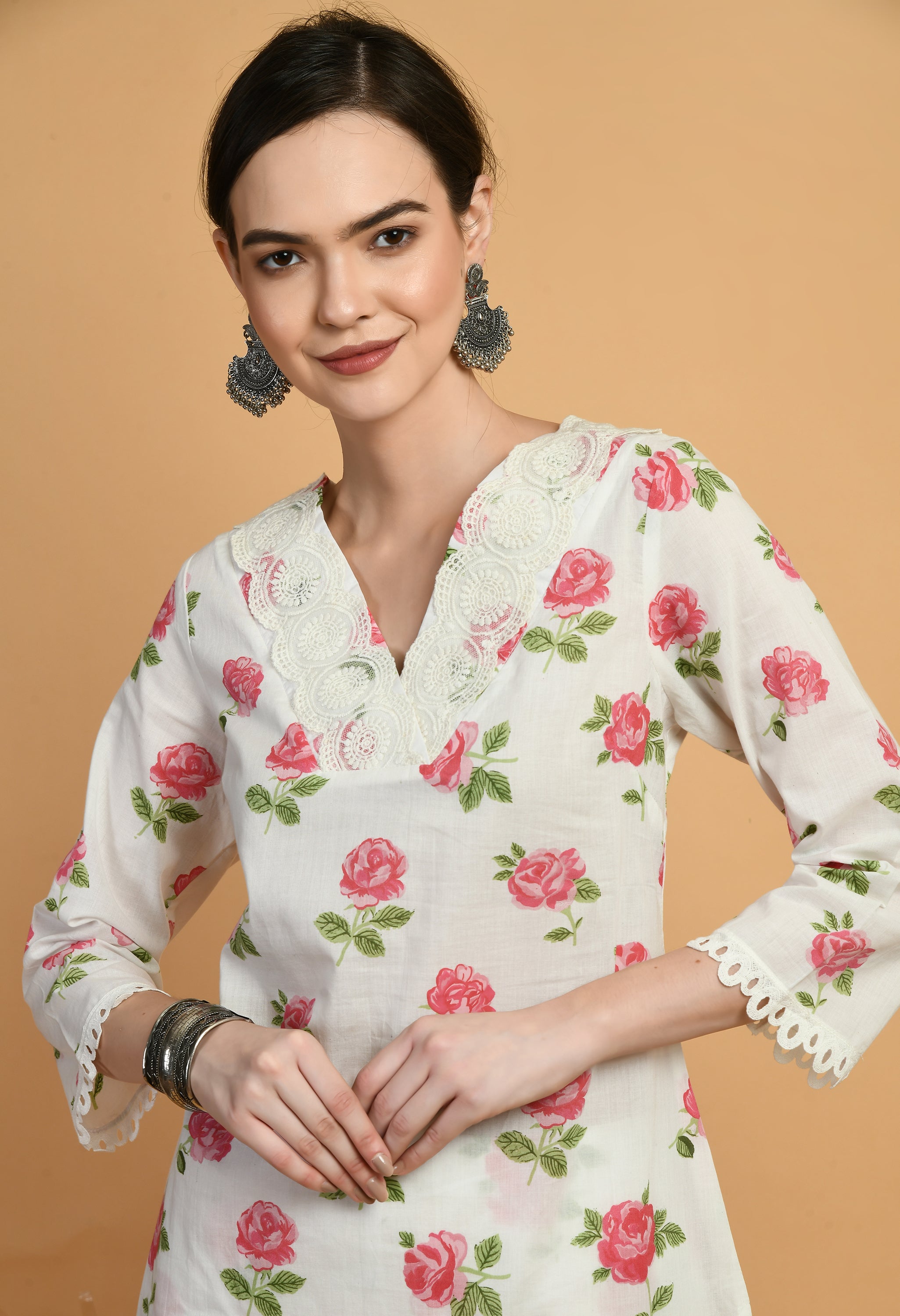 Cherry Cotton Kurta Only | Cherry Red Kurta For Women