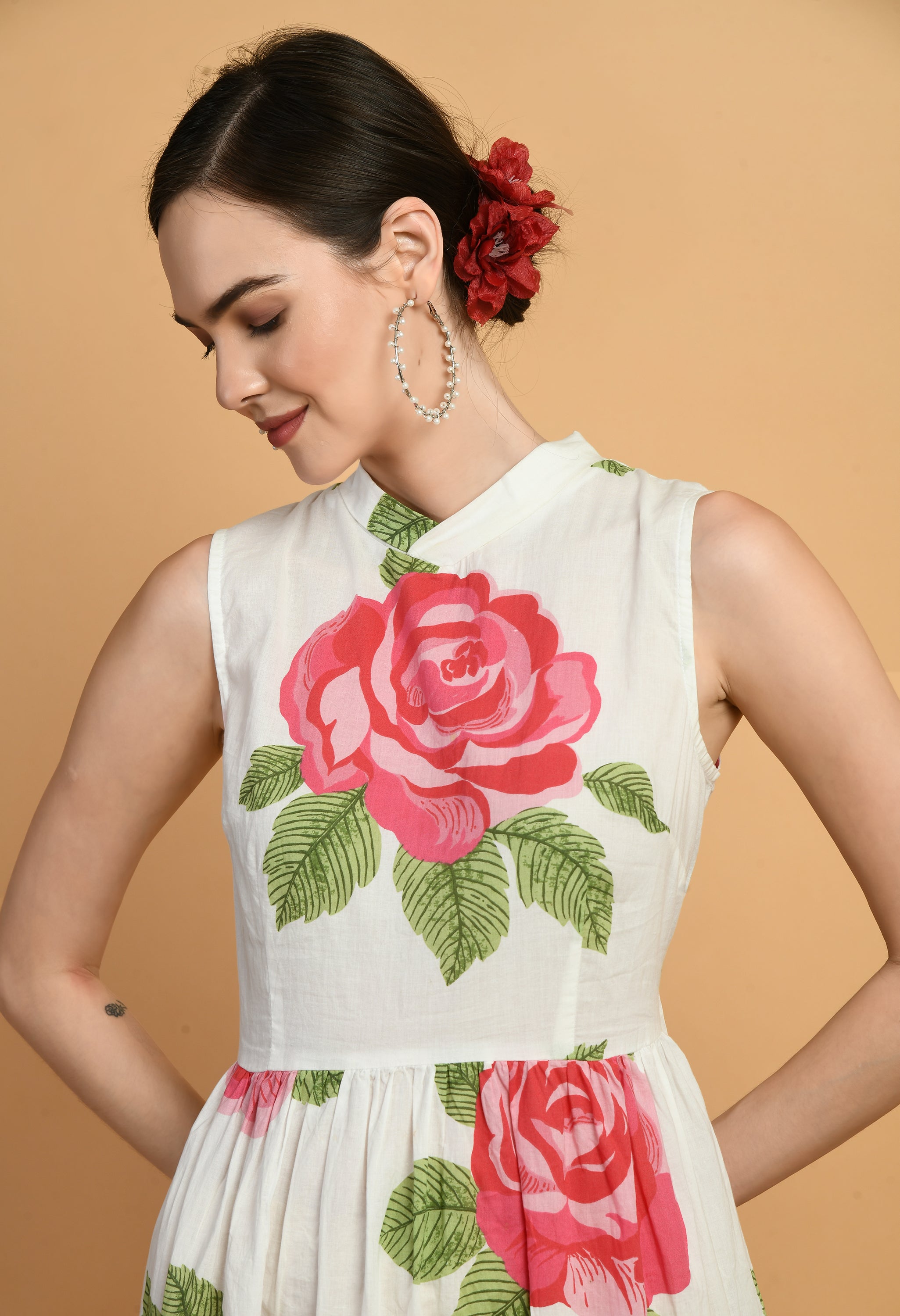 Gulabi Bagh Flare Cotton Dress | Cotton Flared Dress for Women